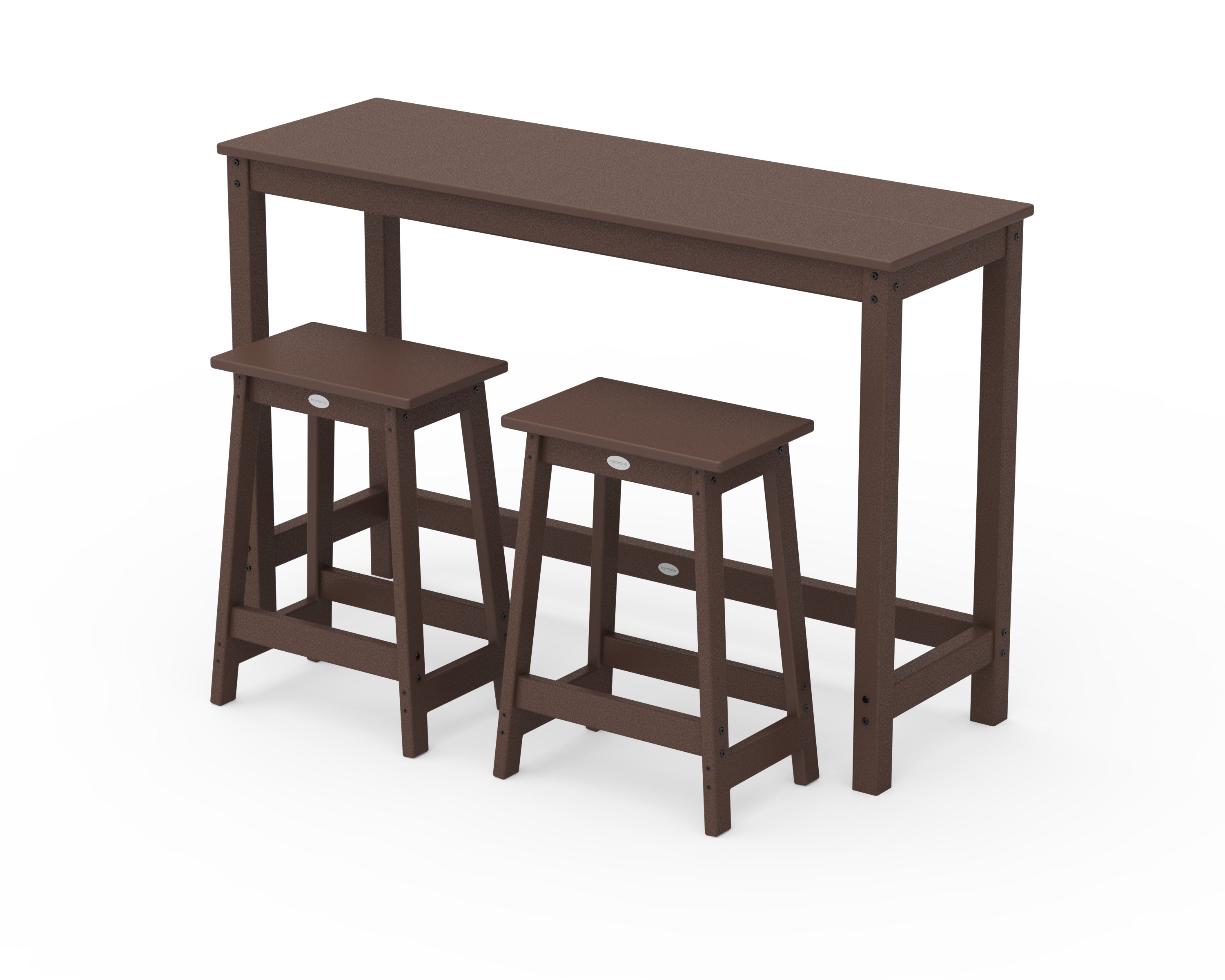 POLYWOOD® Modern Studio Stool 3-Piece Counter Balcony Set in Mahogany