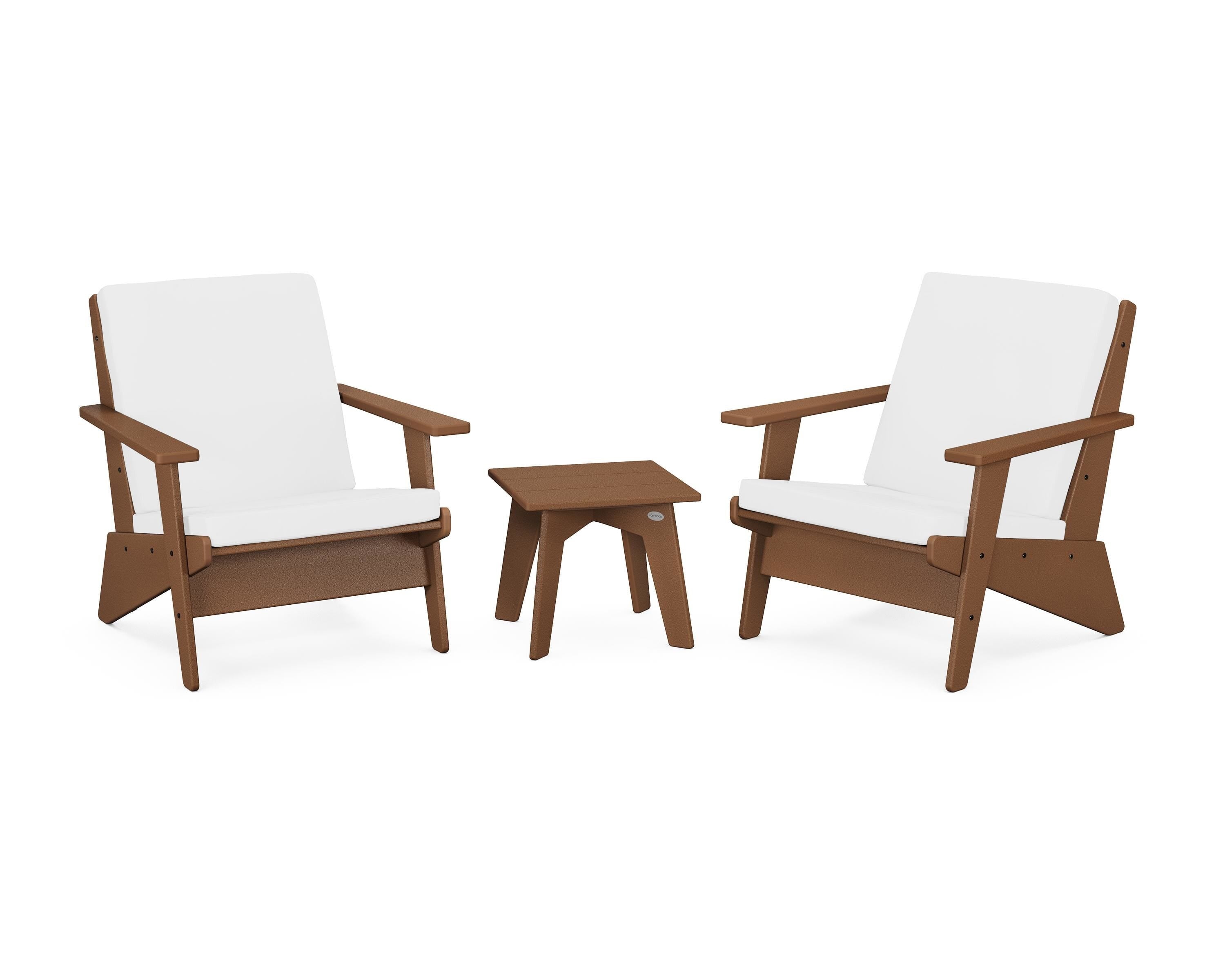 POLYWOOD® Riviera Modern Lounge 3-Piece Set in Teak / Natural