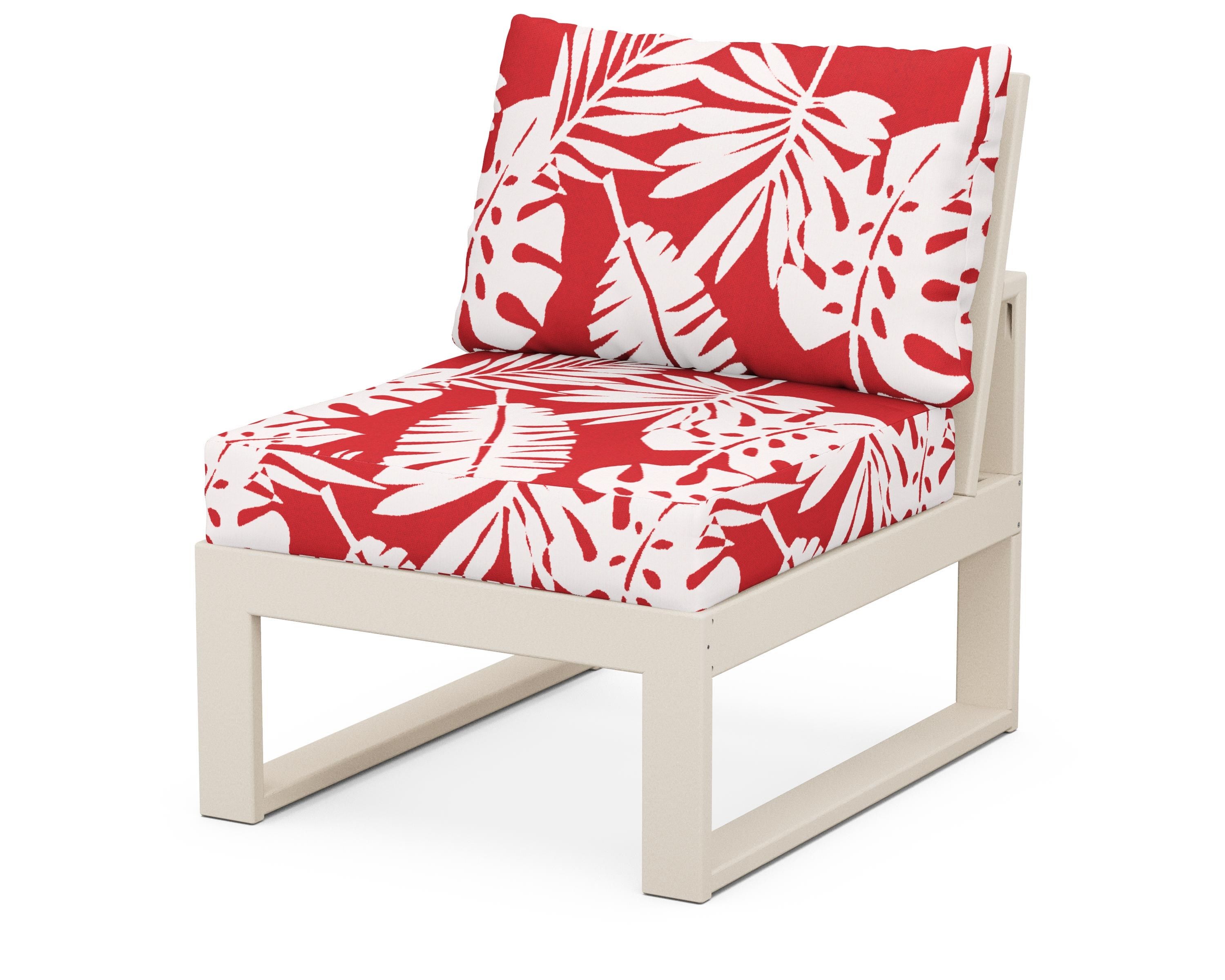 Unbranded Modular Armless Chair in Sand / Leaf Crimson