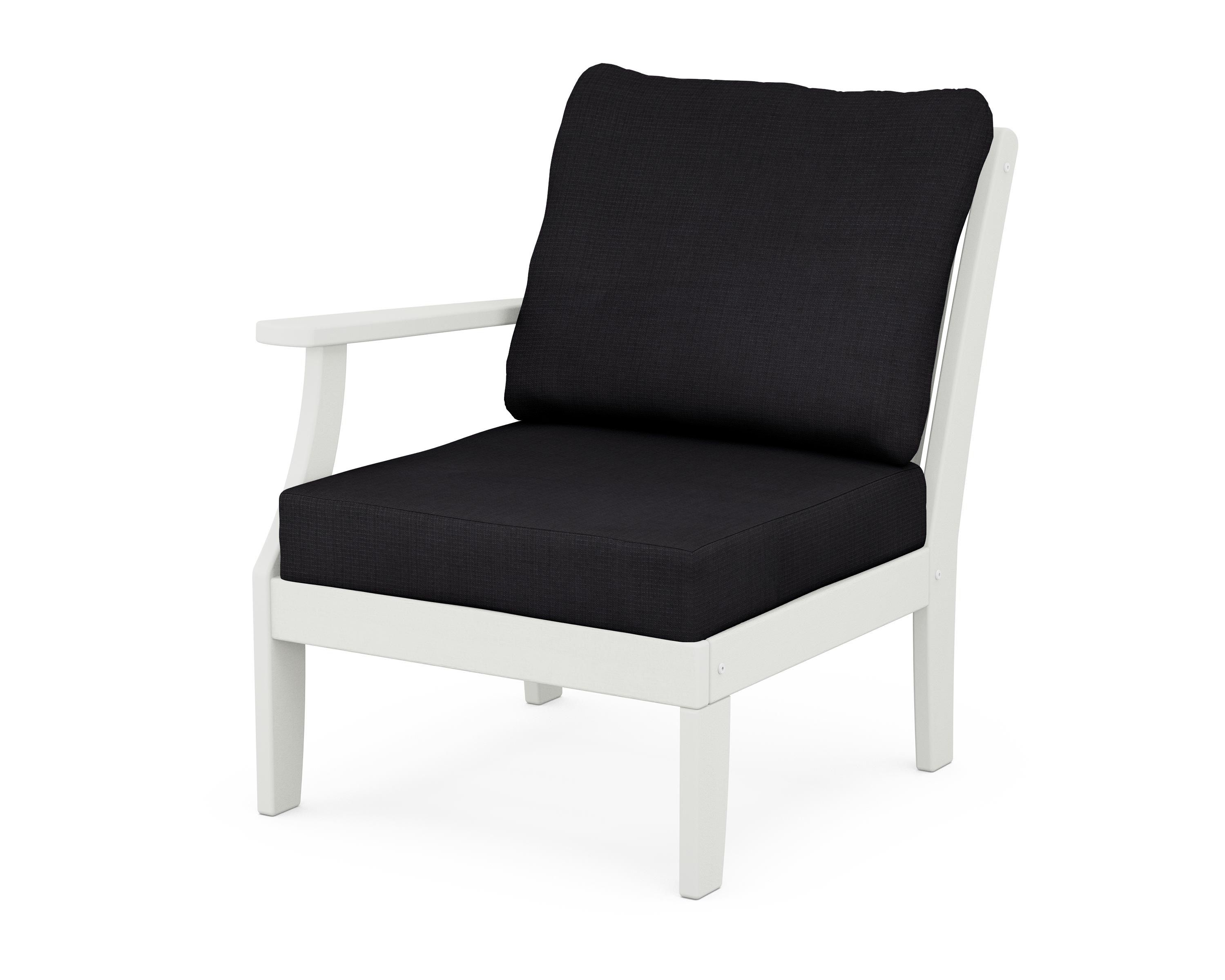 POLYWOOD® Braxton Modular Left Arm Chair in Vintage White / Midnight Linen