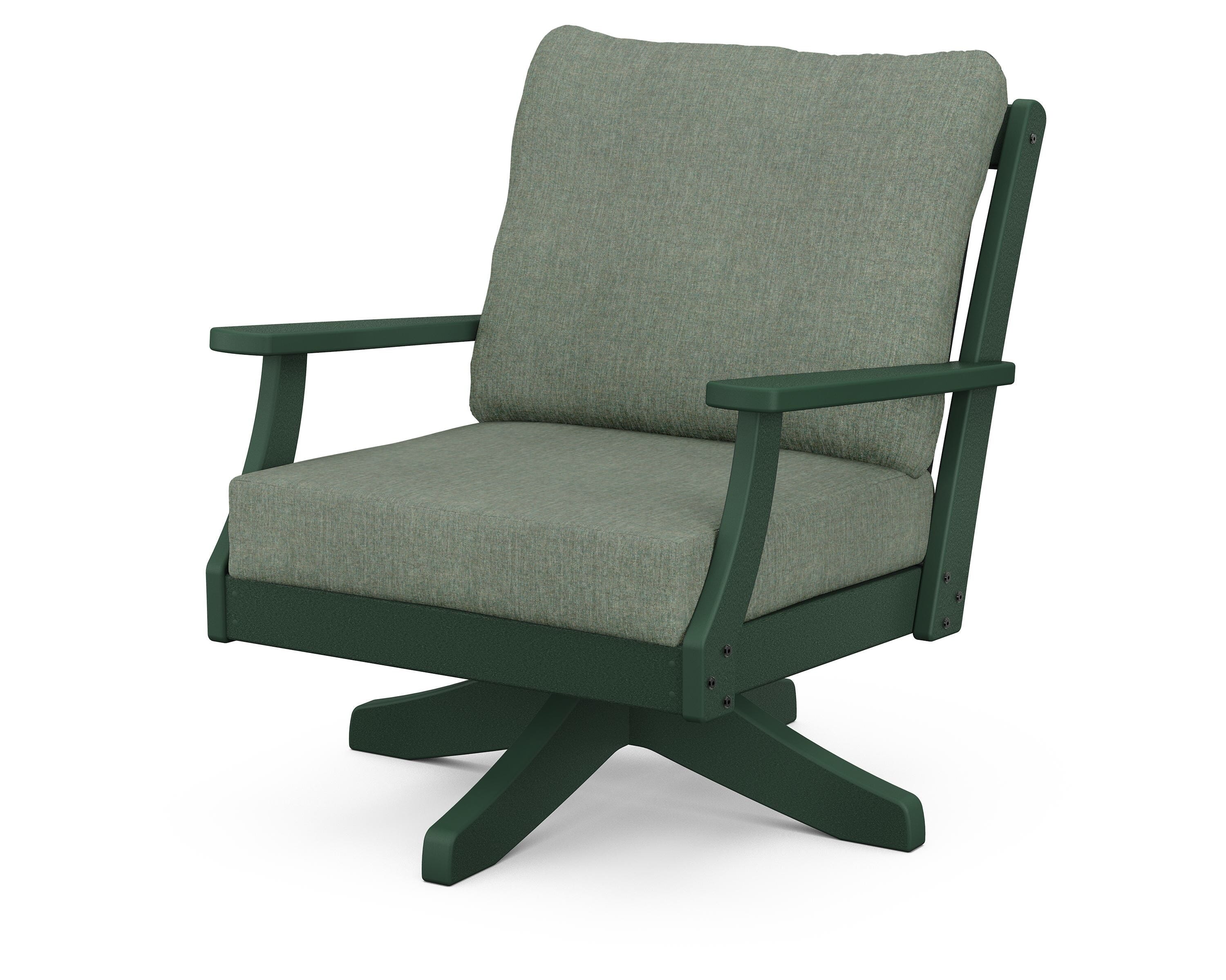 POLYWOOD® Braxton Deep Seating Swivel Chair in Green / Cast Sage