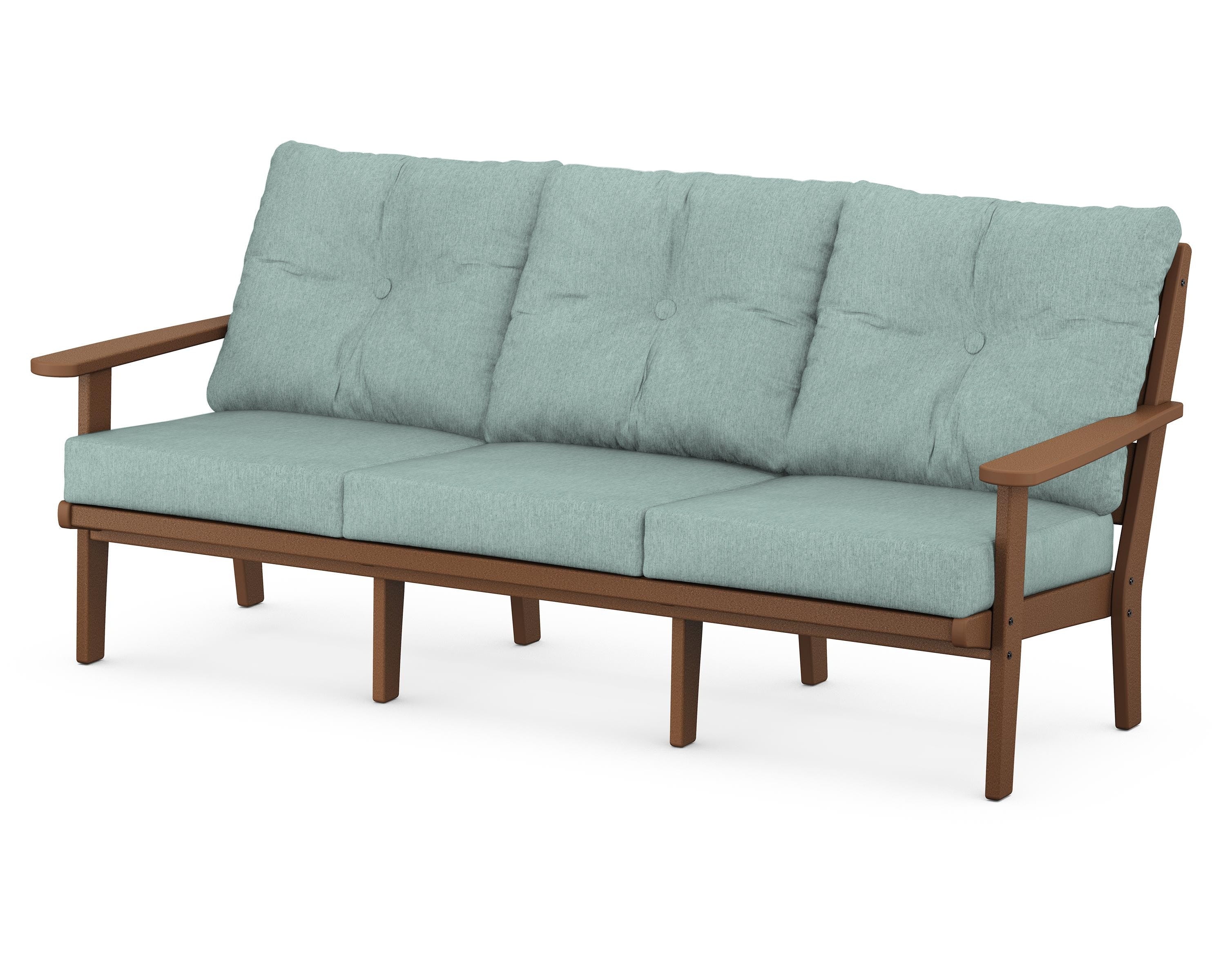POLYWOOD® Lakeside Deep Seating Sofa in Teak / Glacier Spa