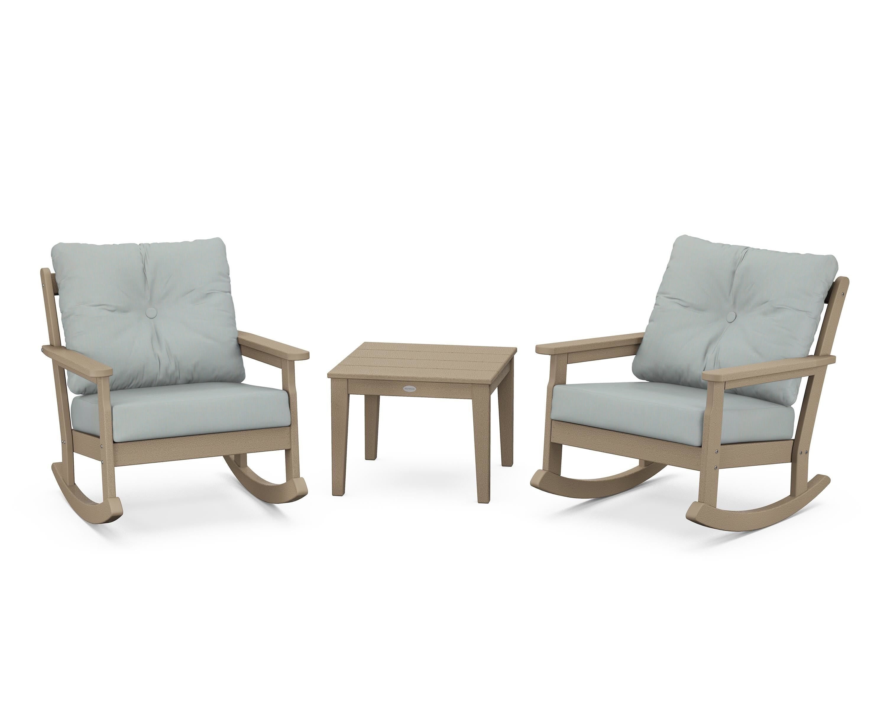 POLYWOOD® Vineyard 3-Piece Deep Seating Rocker Set in Vintage Sahara / Spa