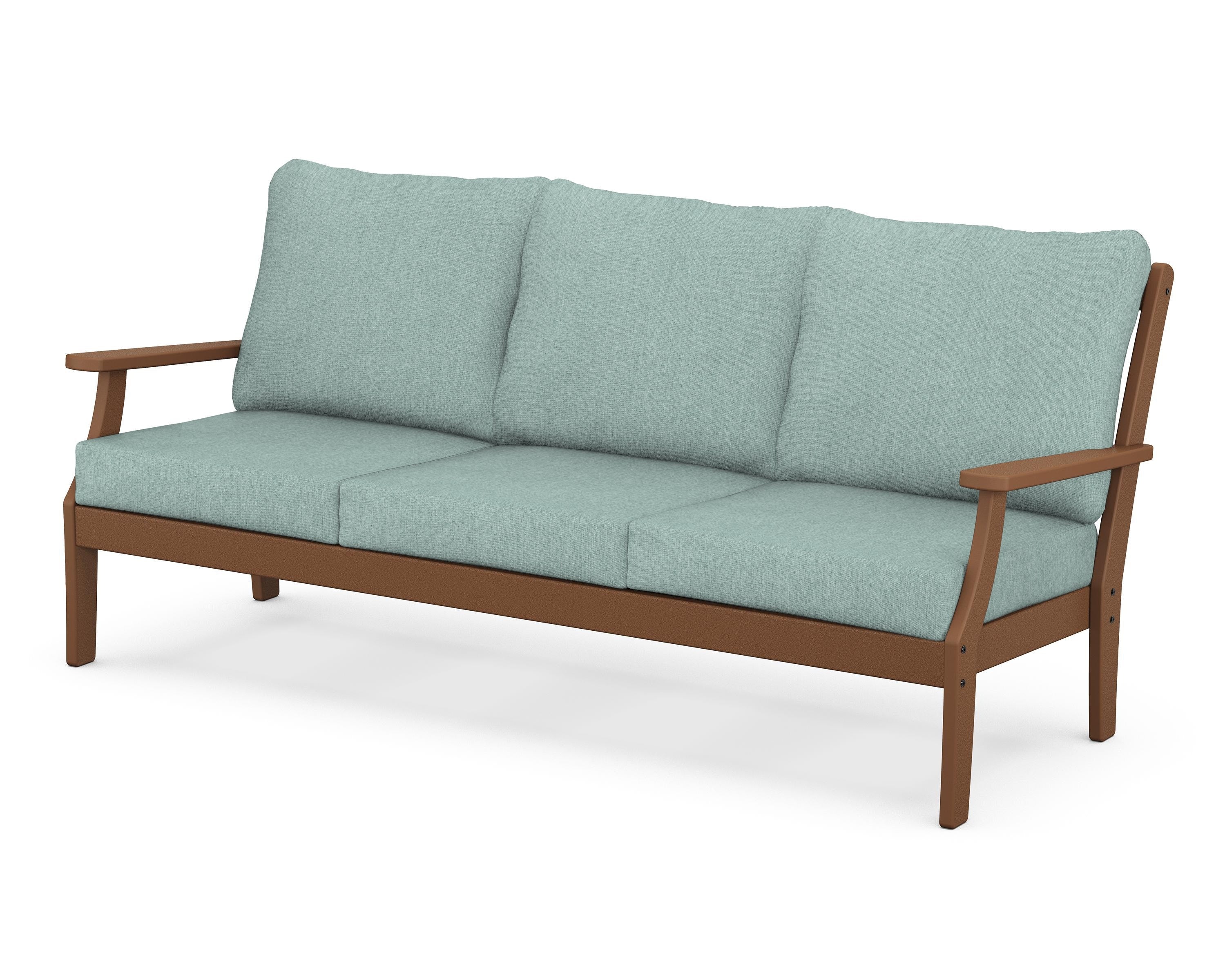 POLYWOOD® Braxton Deep Seating Sofa in Teak / Glacier Spa