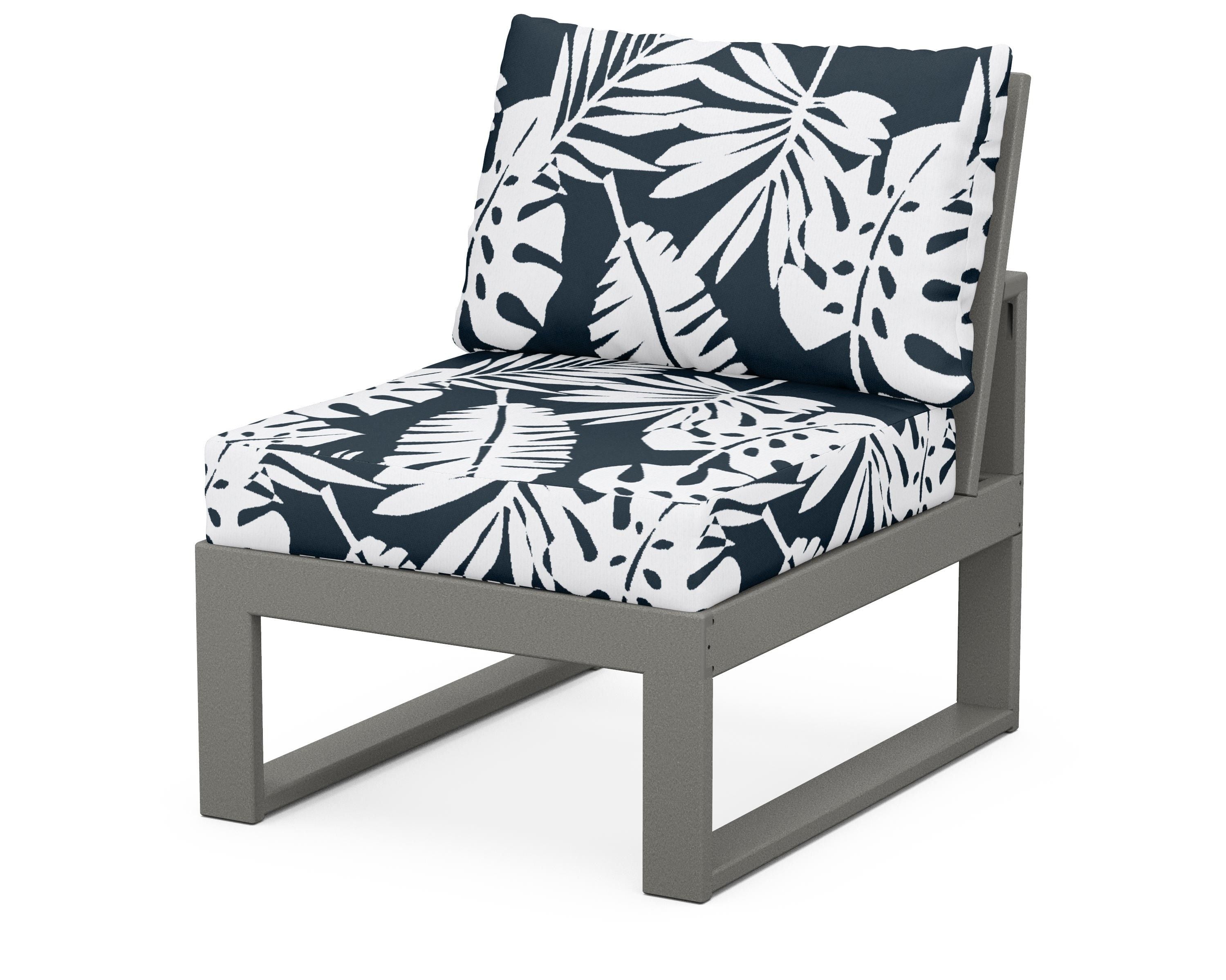 Unbranded Modular Armless Chair in Slate Grey / Leaf Marine Indigo