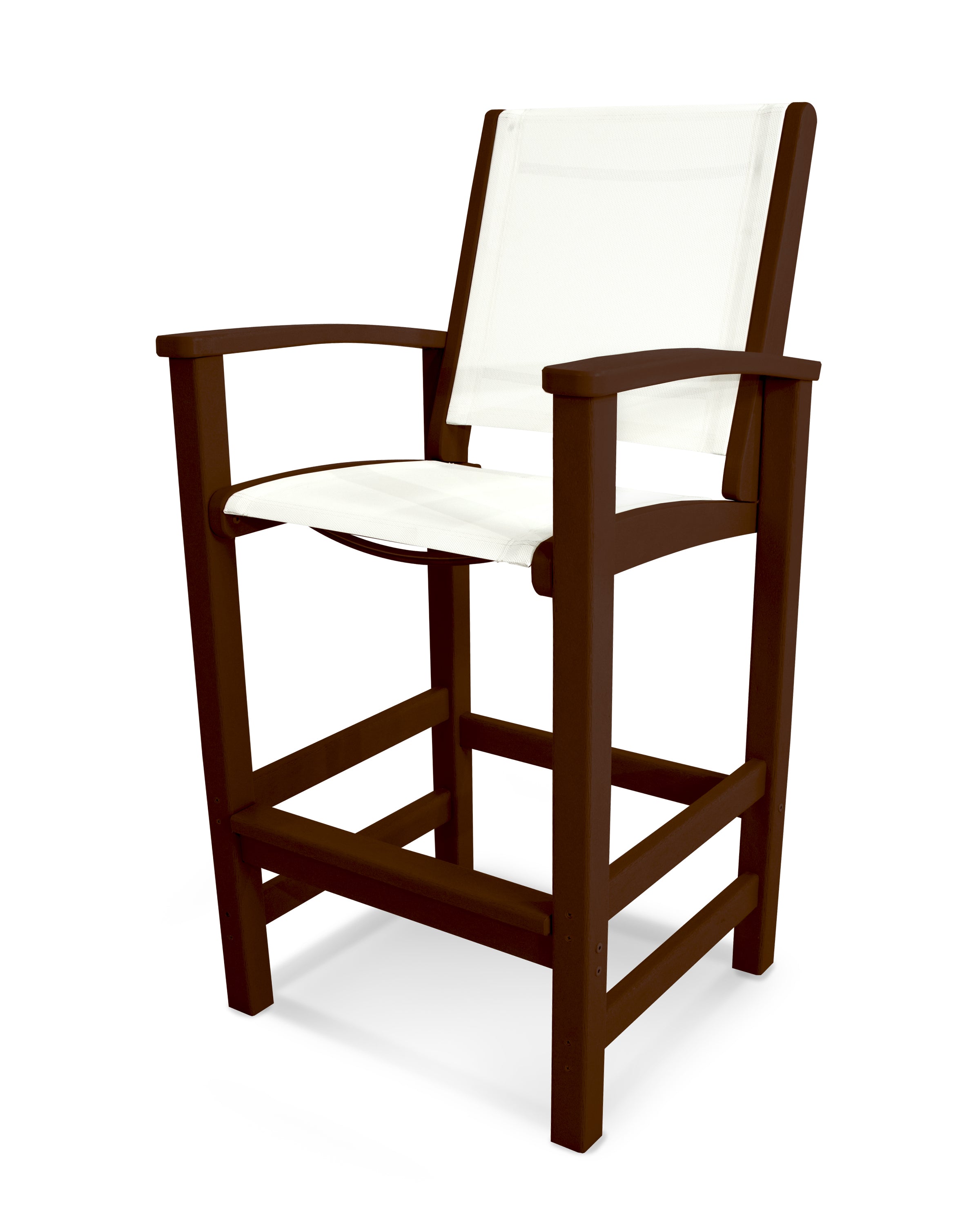 POLYWOOD® Coastal Bar Chair in Mahogany / White Sling