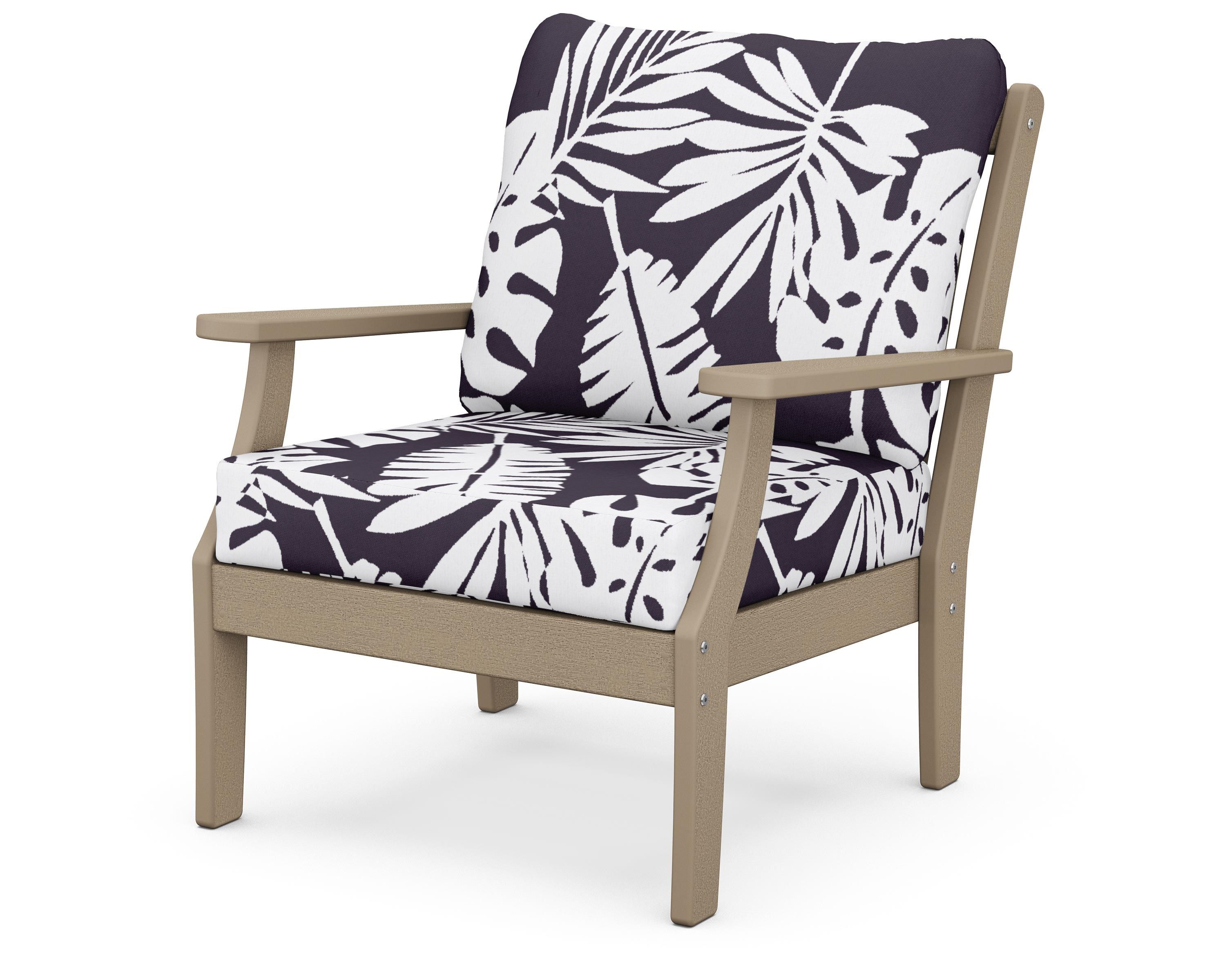 POLYWOOD® Braxton Deep Seating Chair in Vintage Sahara / Leaf Navy