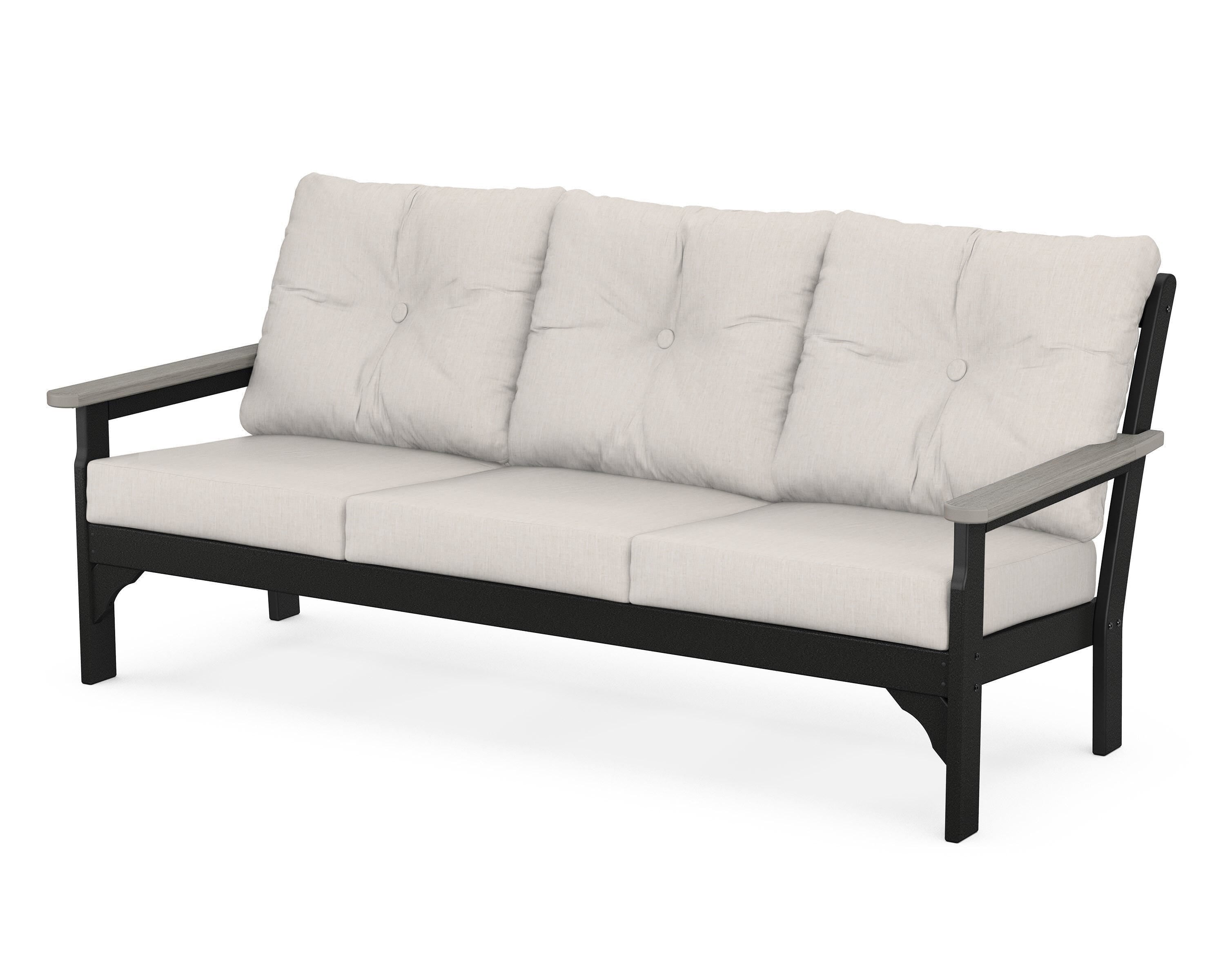 POLYWOOD® Vineyard Deep Seating Sofa in Black / Driftwood / Cast Ash