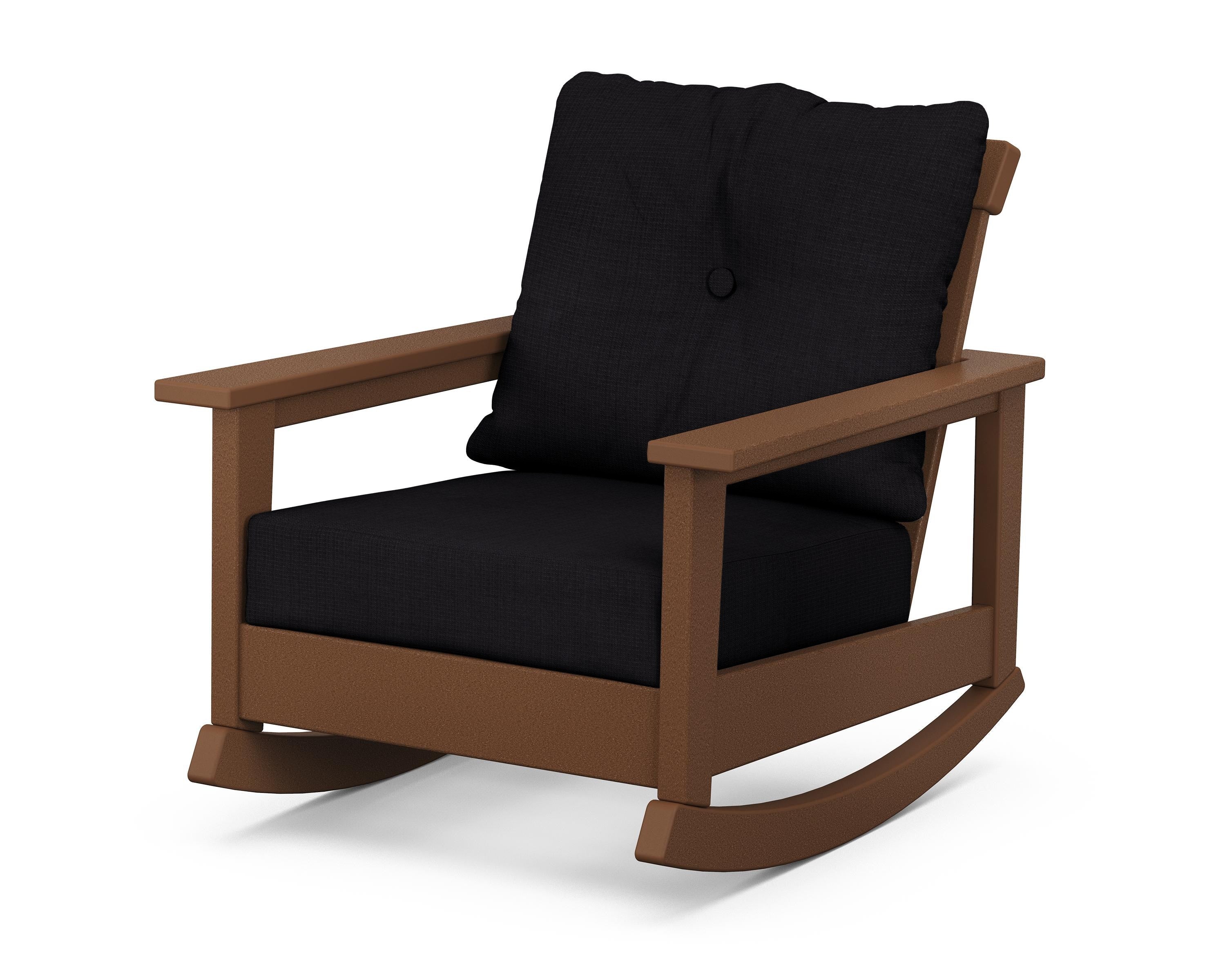 POLYWOOD® Prescott Deep Seating Rocking Chair in Teak / Midnight Linen