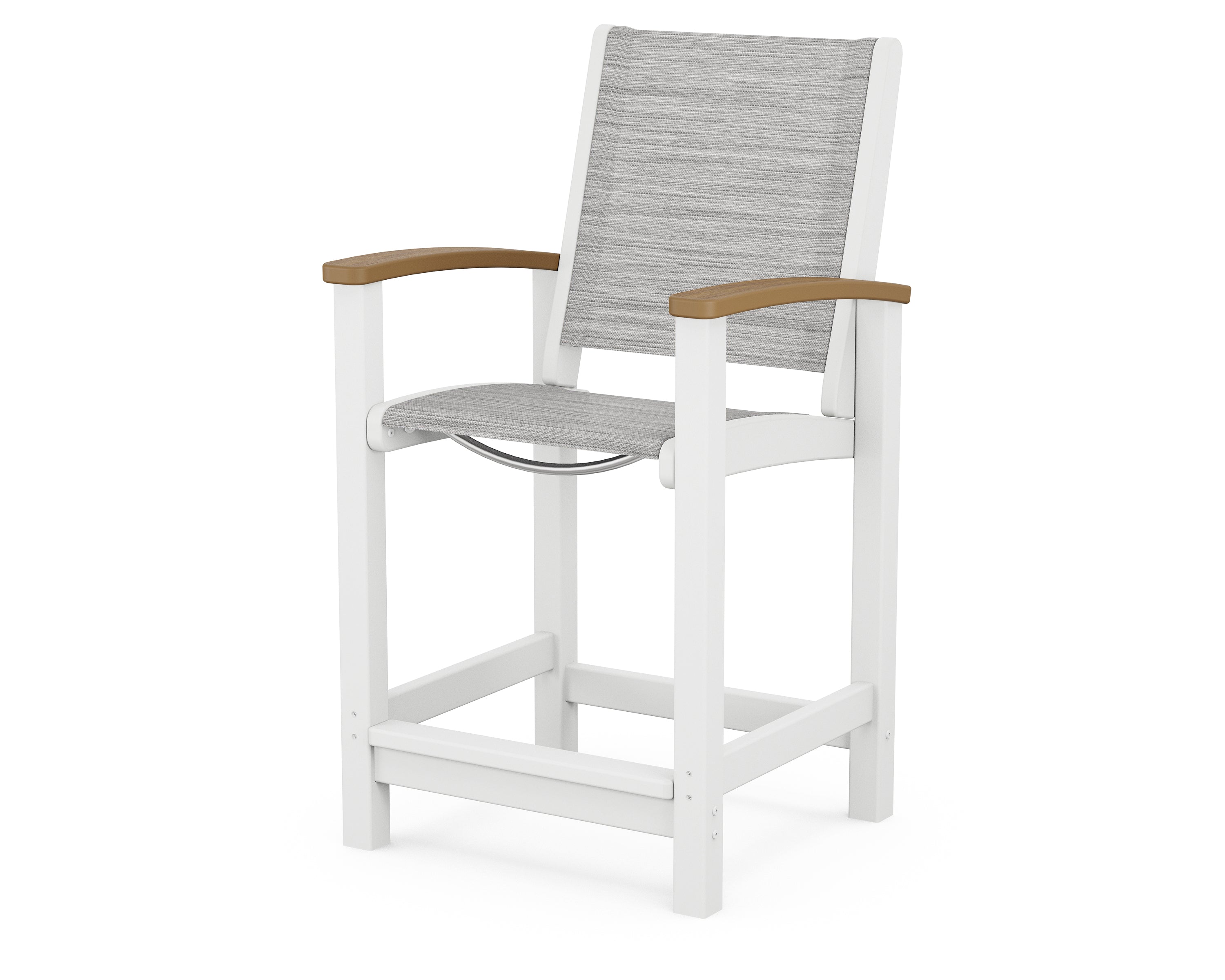 POLYWOOD® Coastal Counter Chair in White / Natural / Metallic Sling
