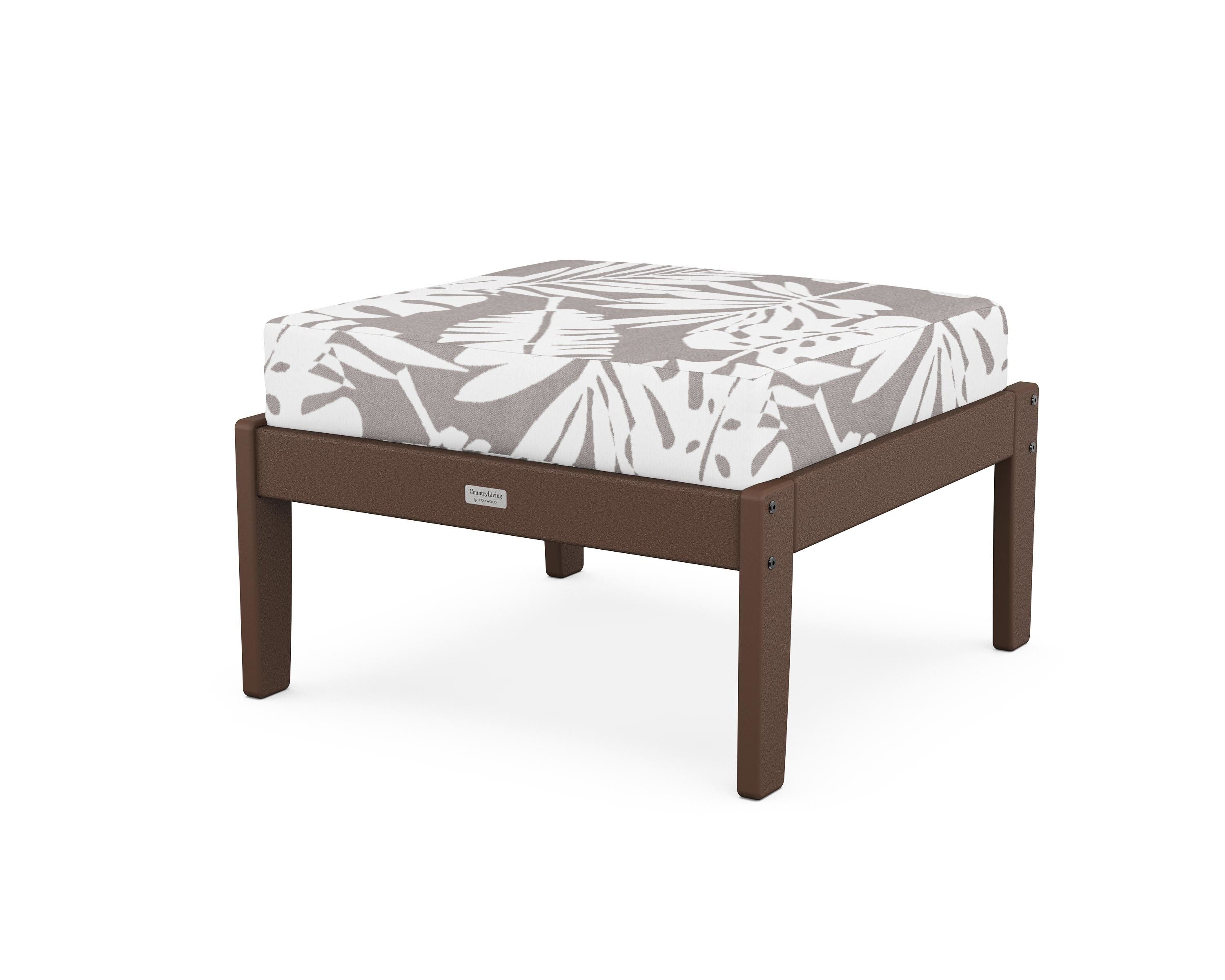 Country Living Cottage Deep Seating Ottoman in Mahogany / Leaf Grey Mist