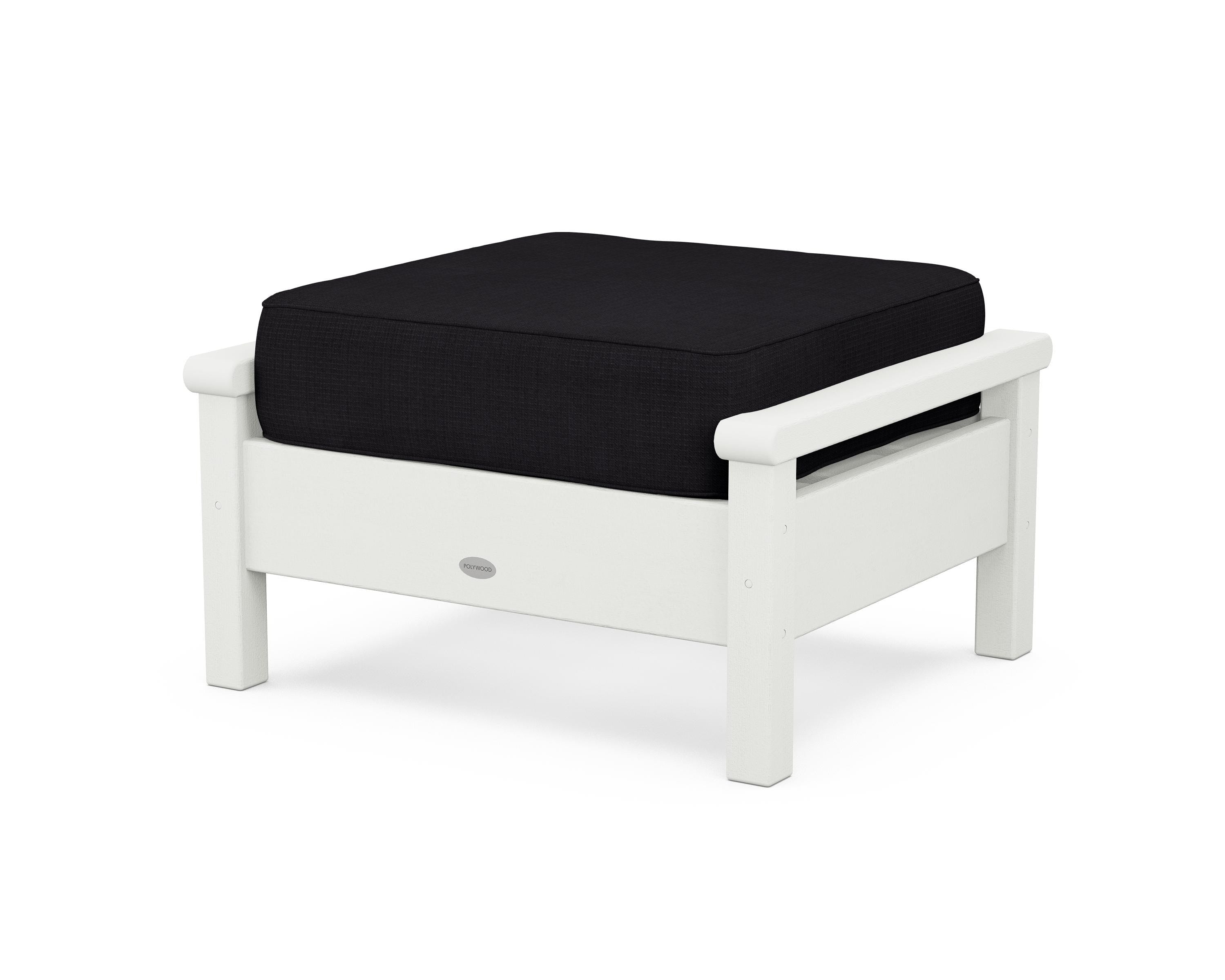 POLYWOOD® Harbour Deep Seating Ottoman in Vintage White / Midnight Linen