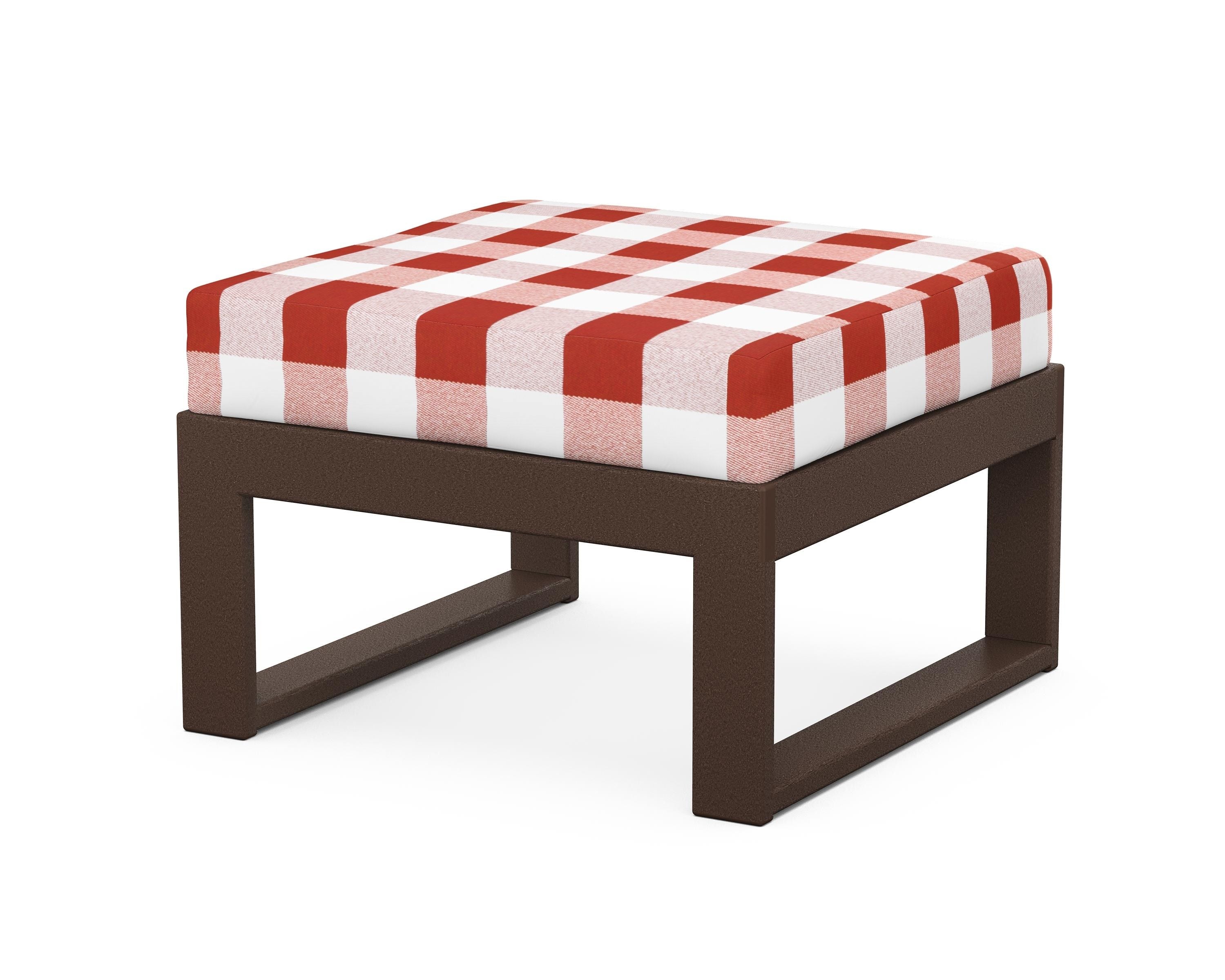 Unbranded Modular Ottoman - Modern in Mahogany / Buffalo Plaid Crimson