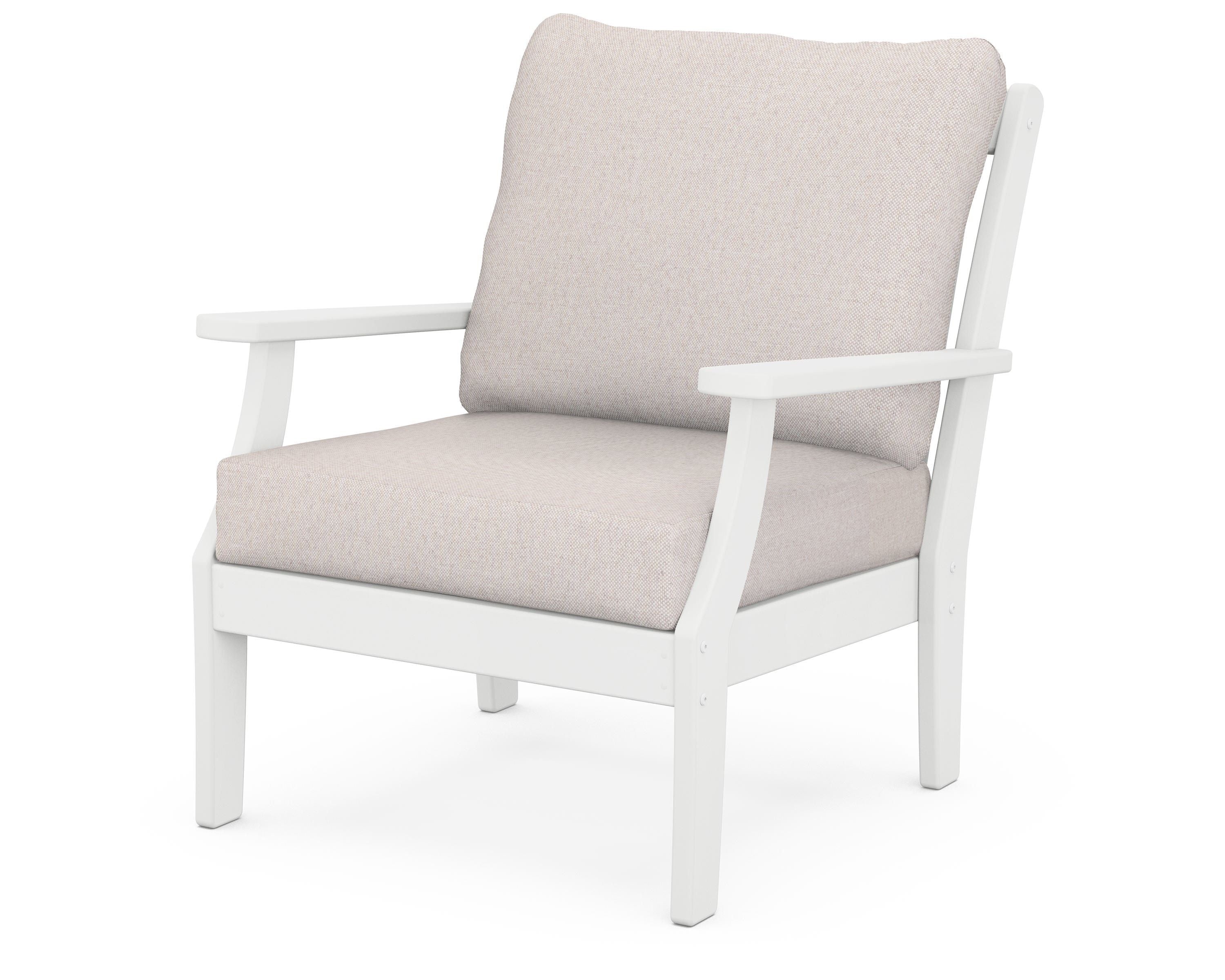 POLYWOOD® Braxton Deep Seating Chair in White / Dune Burlap