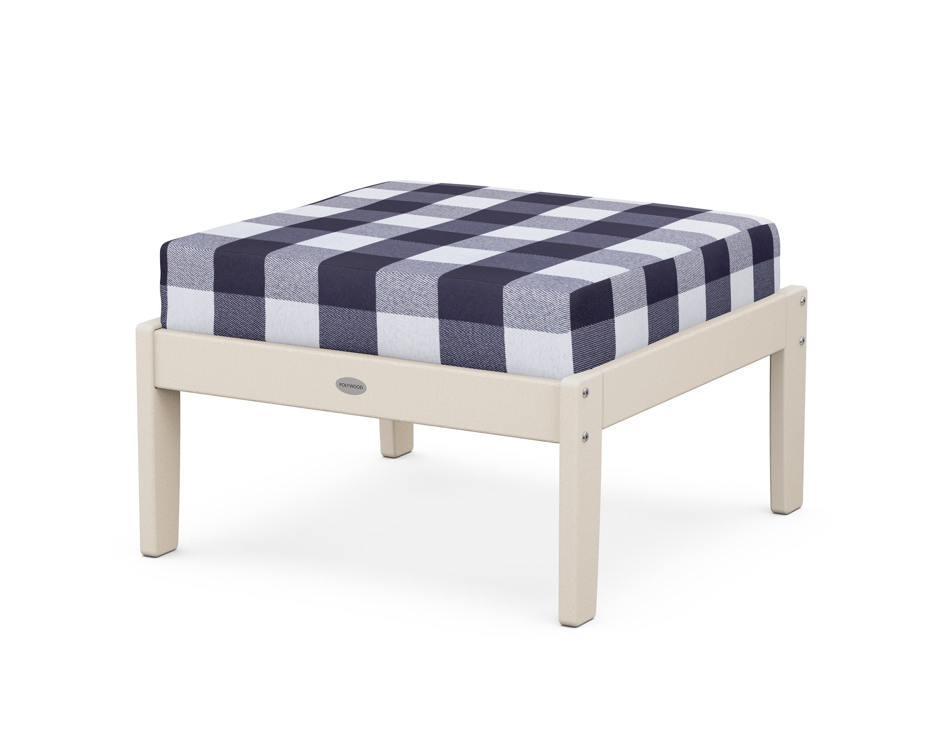 POLYWOOD® Braxton Deep Seating Ottoman in Sand / Buffalo Plaid Navy