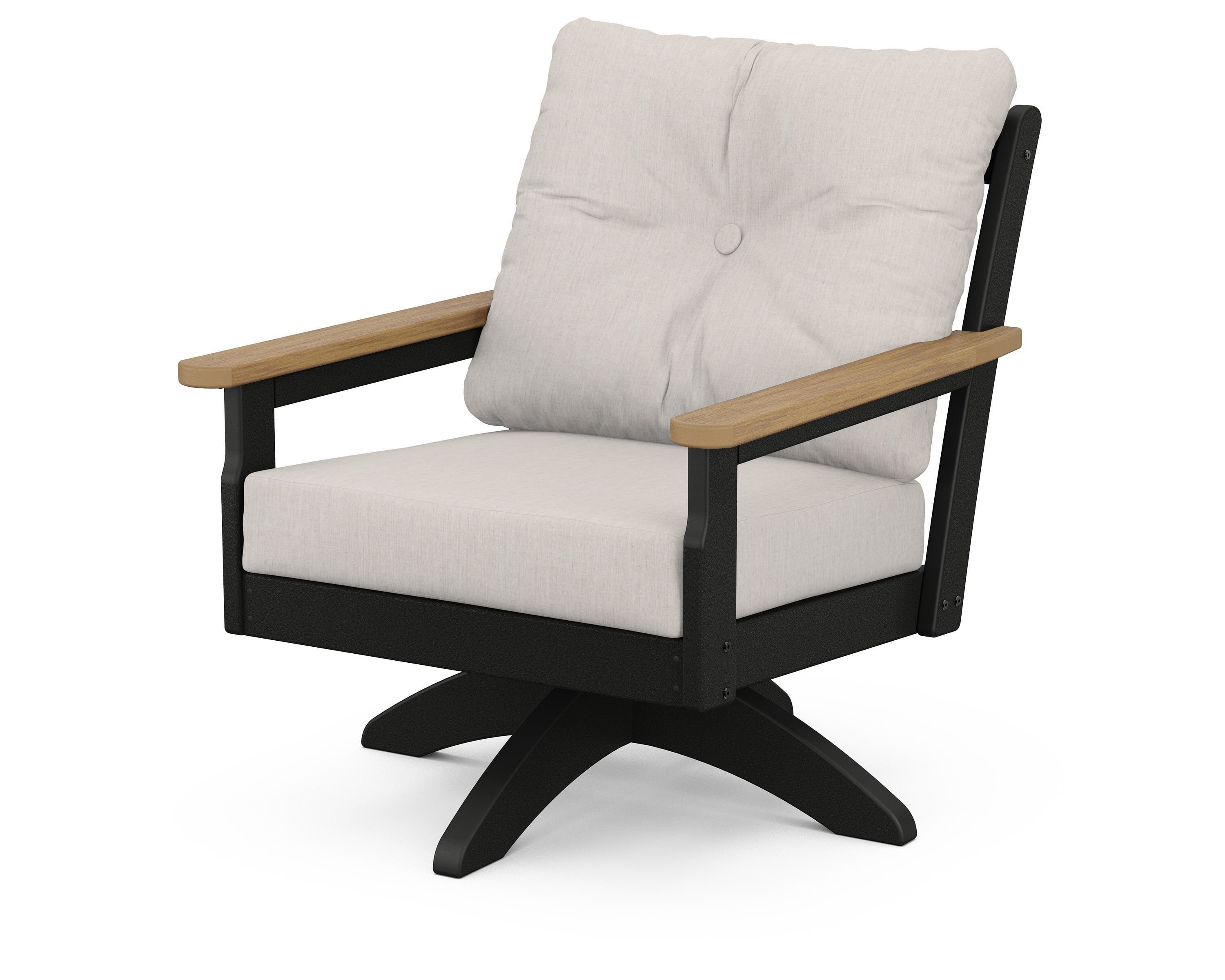 POLYWOOD® Vineyard Deep Seating Swivel Chair in Black / Natural / Cast Ash