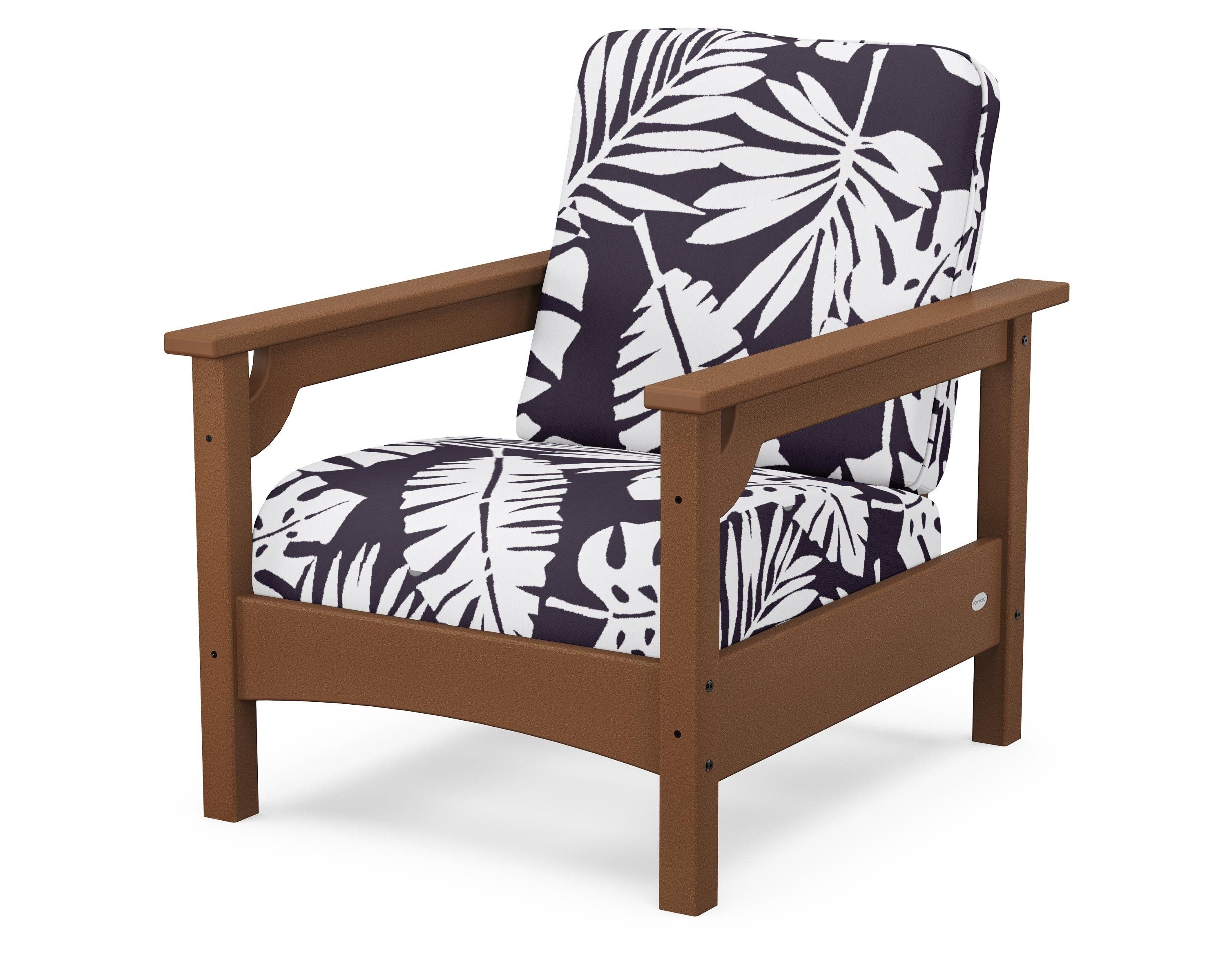 POLYWOOD® Club Chair in Teak / Leaf Navy