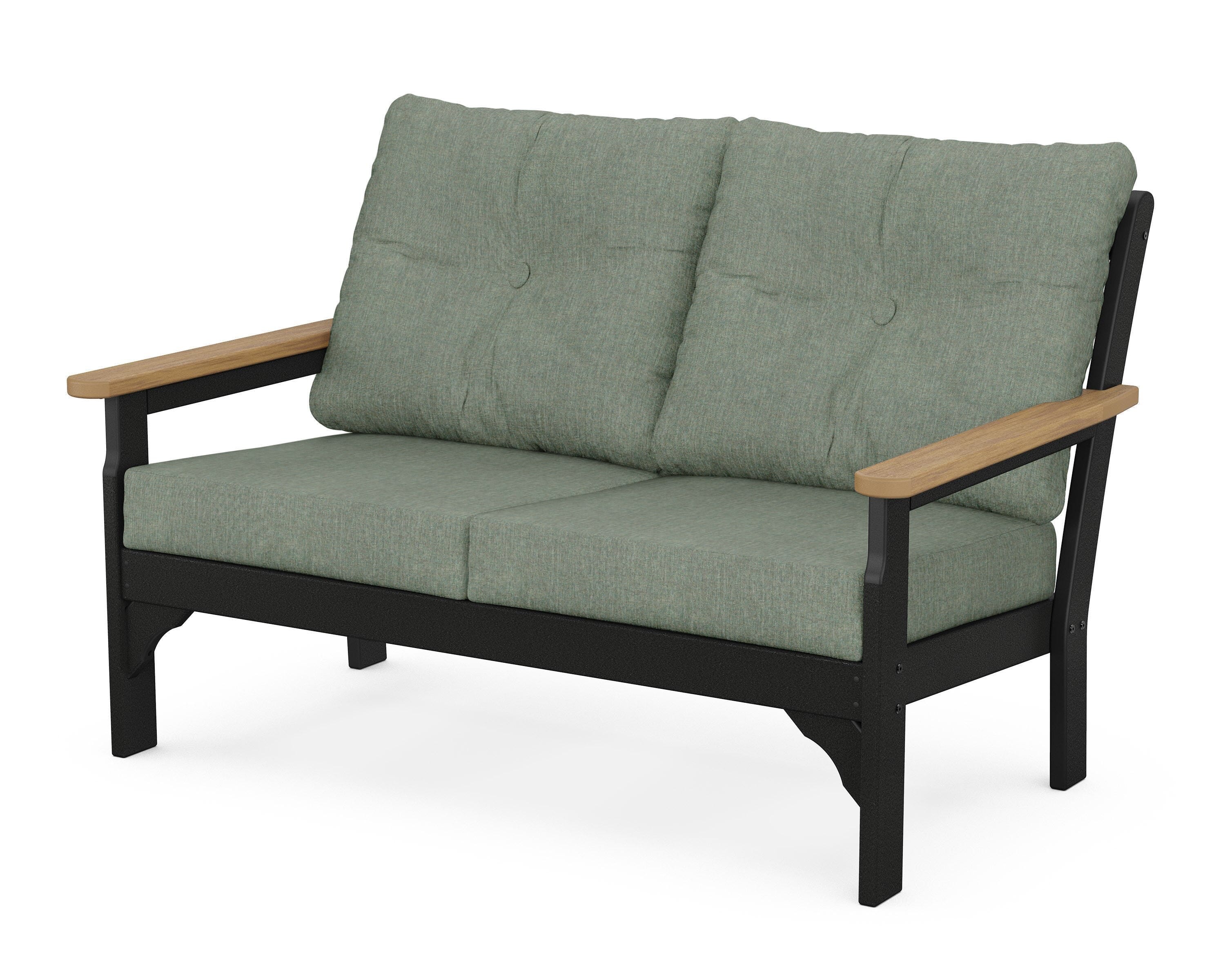 POLYWOOD® Vineyard Deep Seating Loveseat in Black / Natural / Cast Sage