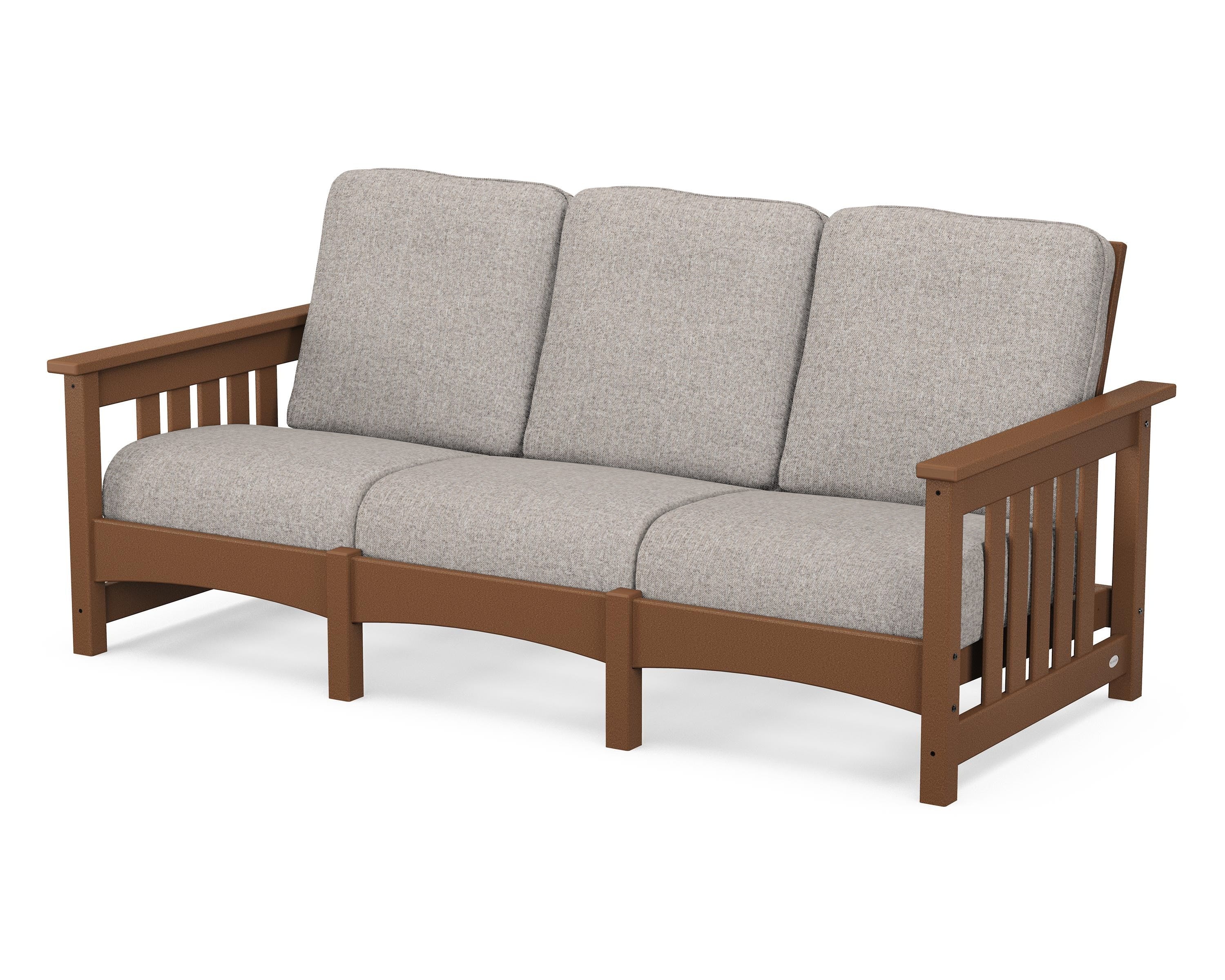 POLYWOOD® Club Mission Sofa in Teak / Weathered Tweed