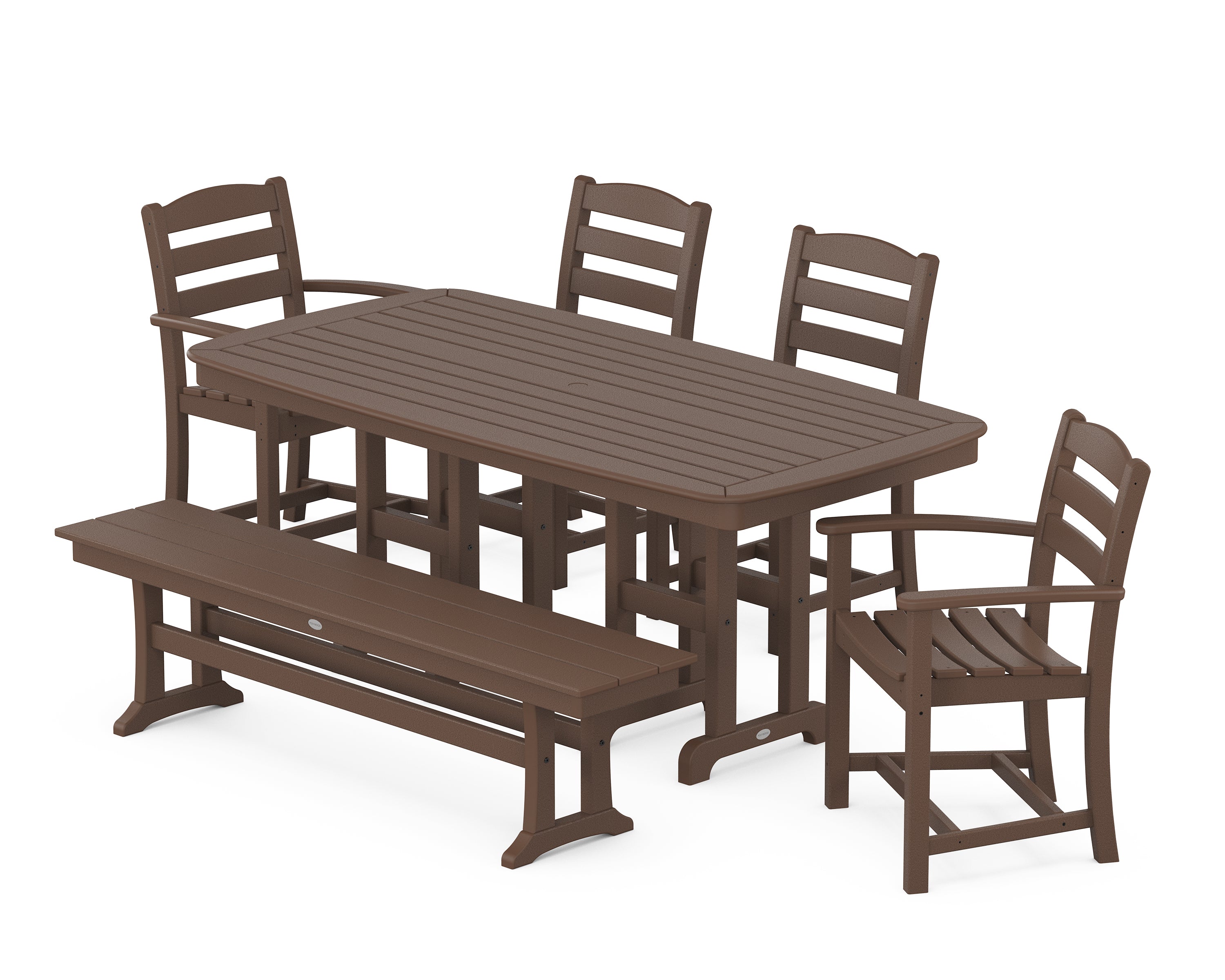 POLYWOOD® La Casa Café 6-Piece Dining Set with Bench in Mahogany