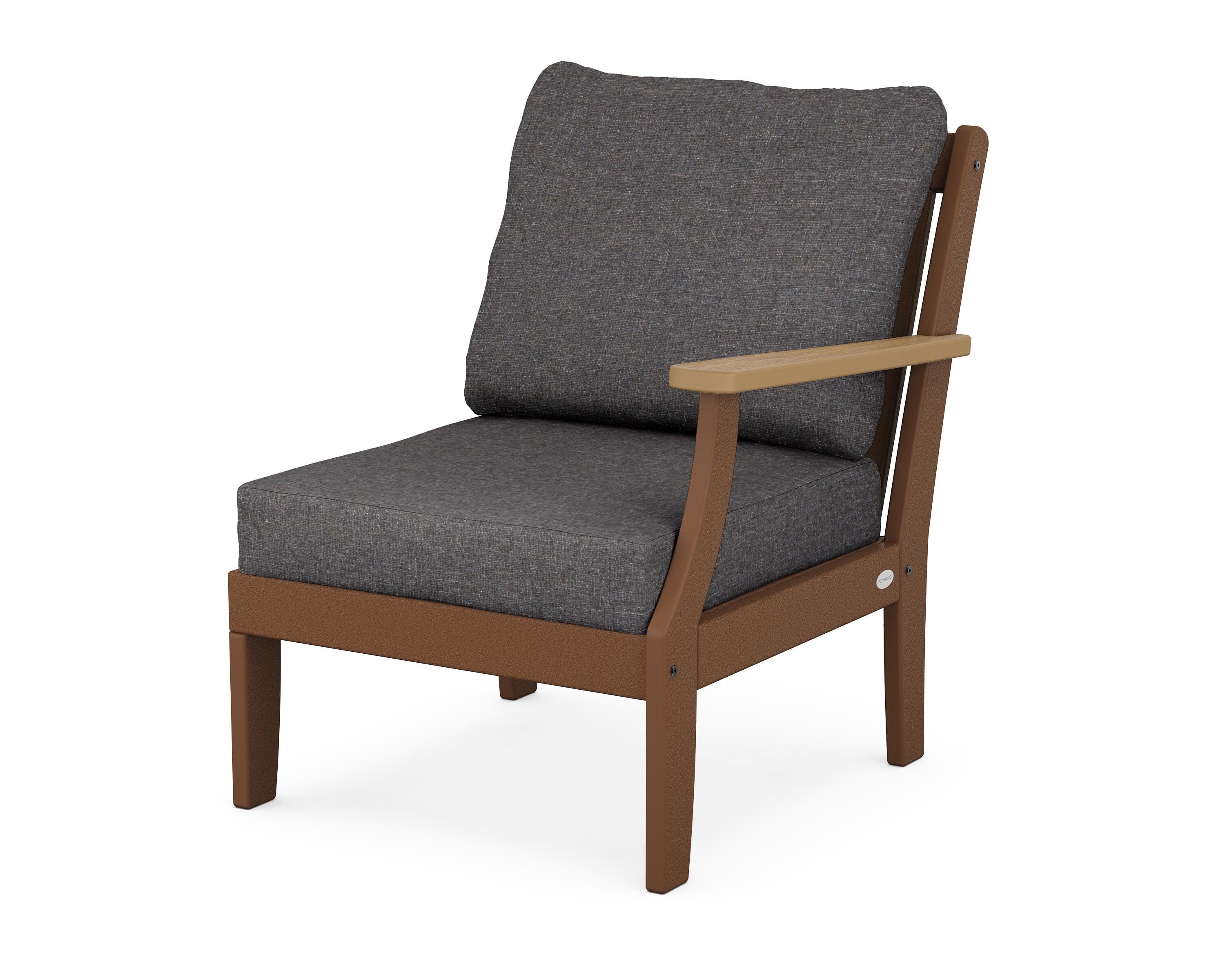 POLYWOOD® Braxton Modular Right Arm Chair in Teak / Natural / Ash Charcoal