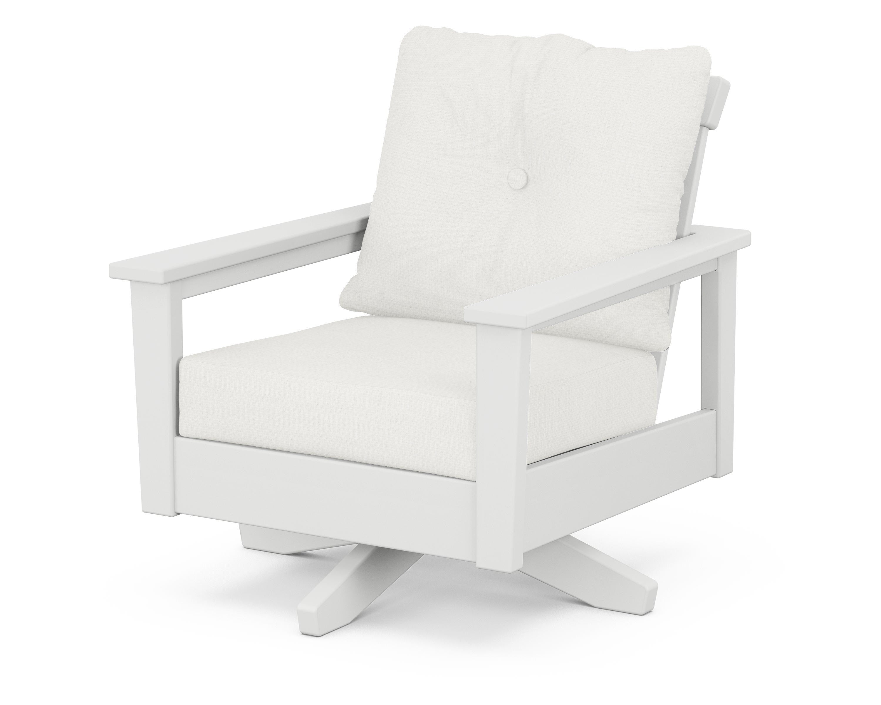 POLYWOOD® Prescott Deep Seating Swivel Chair in White / Natural Linen