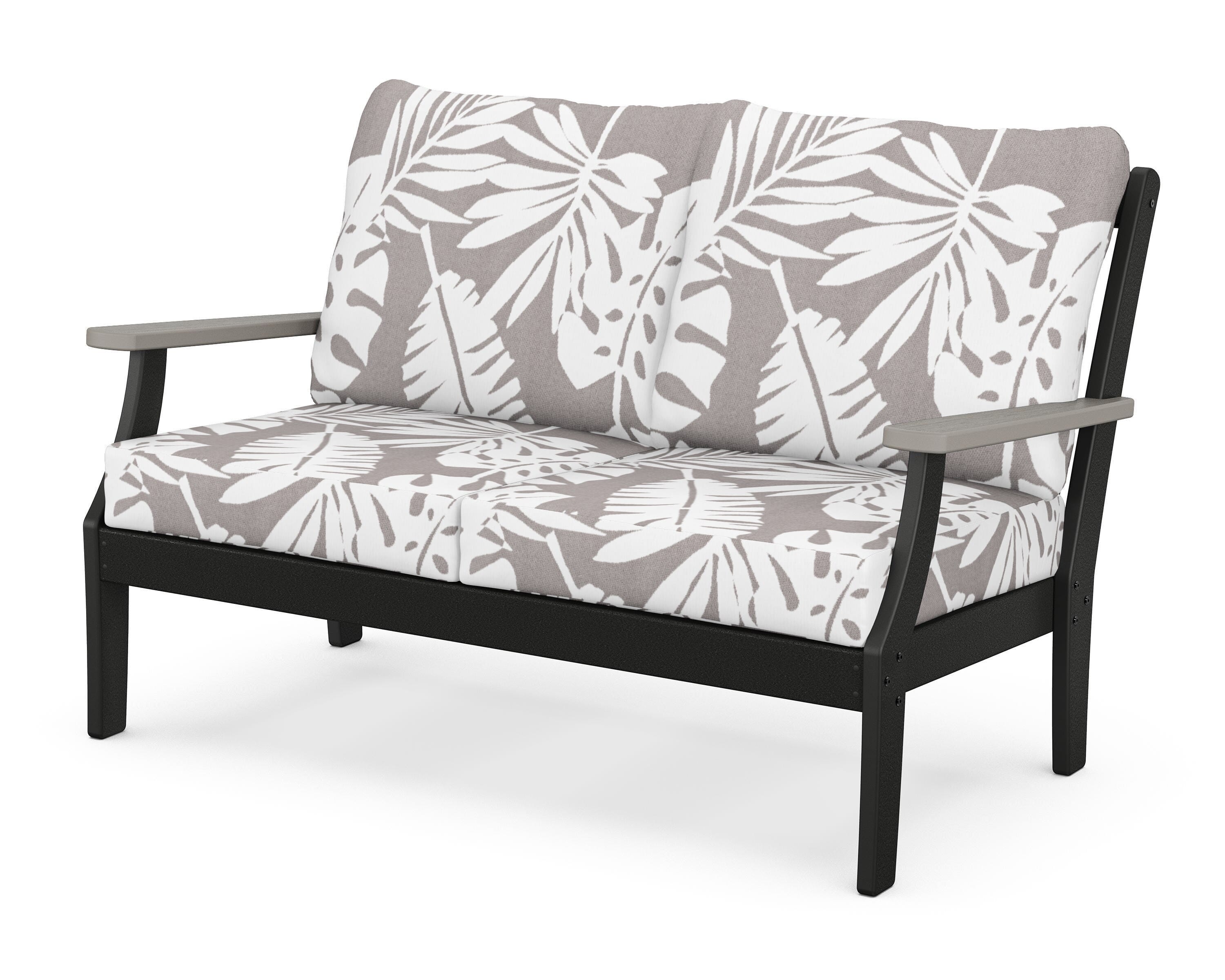 POLYWOOD® Braxton Deep Seating Loveseat in Black / Driftwood / Leaf Grey Mist