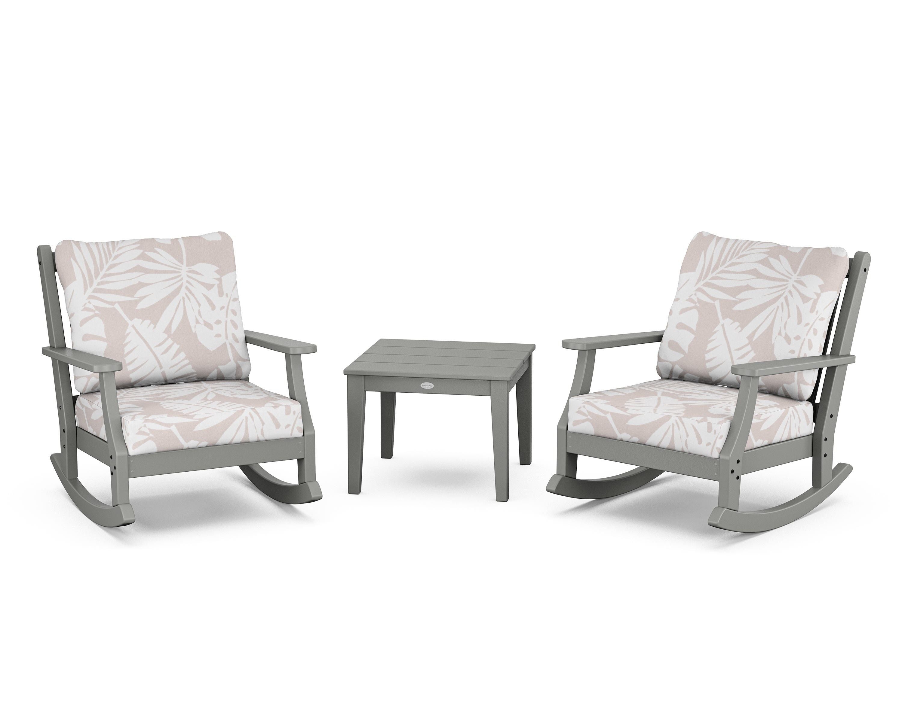 Country Living Wovendale 3-Piece Deep Seating Rocker Set in Slate Grey / Leaf Dune Burlap