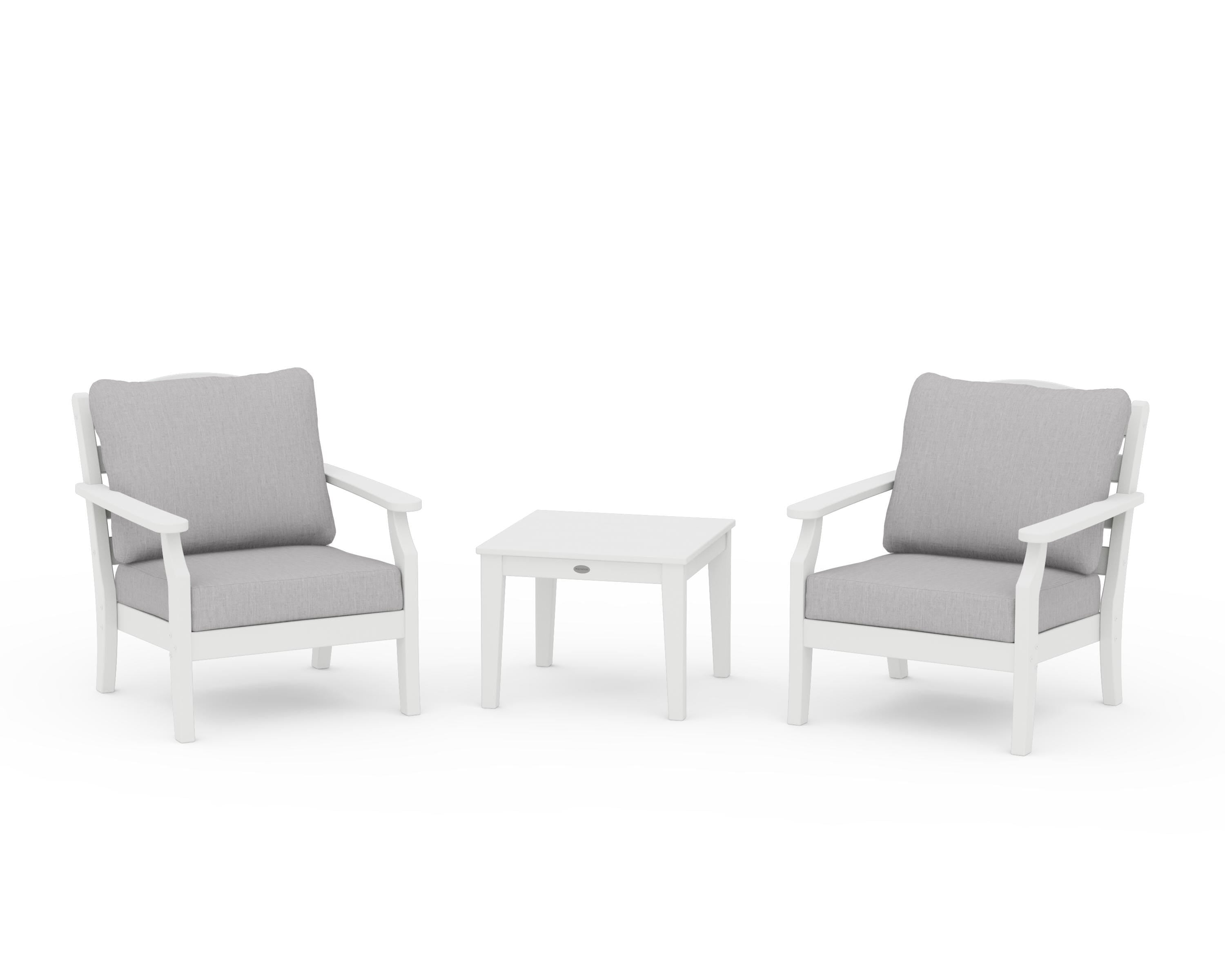 Draper James™ by POLYWOOD® Savannah 3-Piece Deep Seating Set in White / Granite