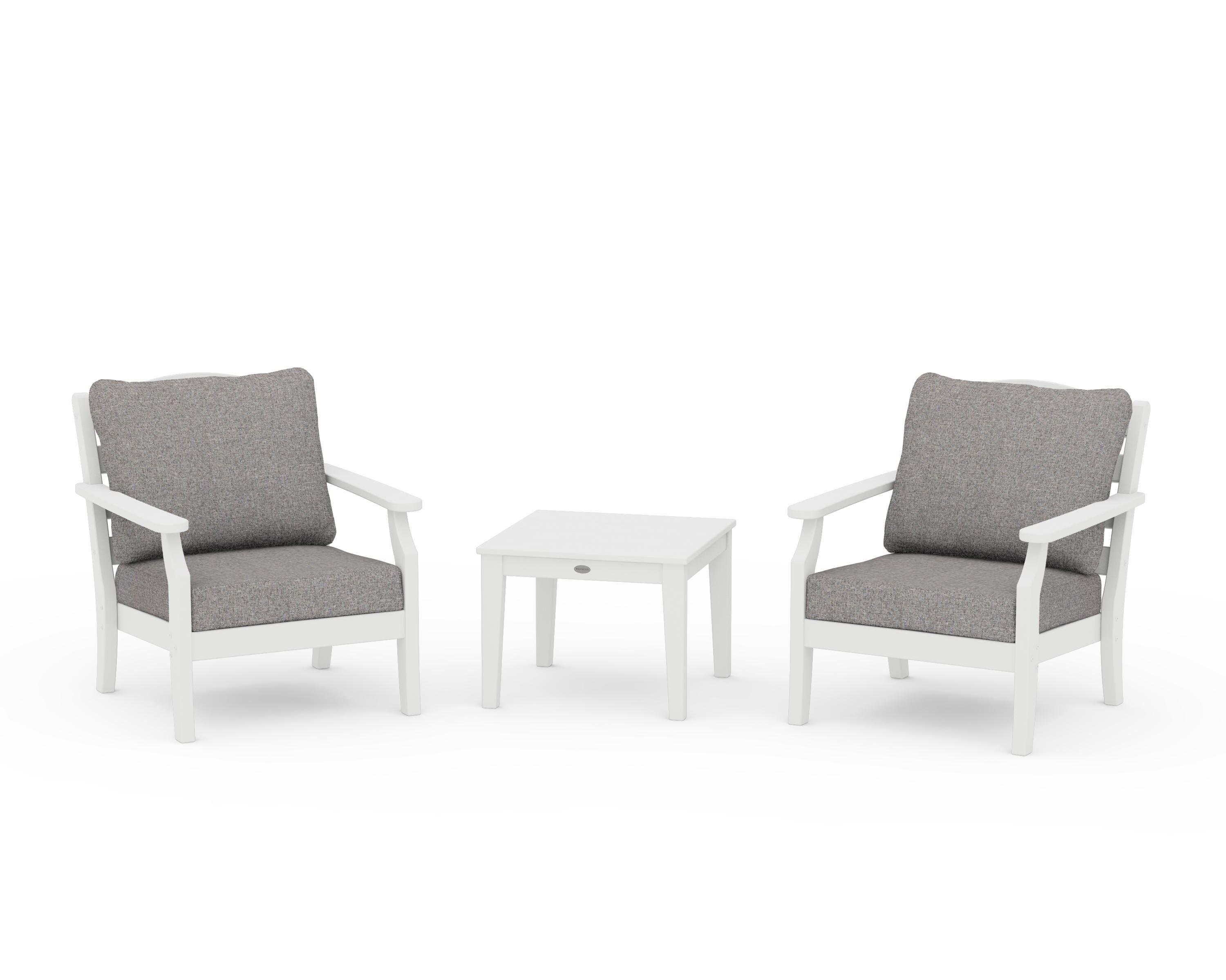 Draper James™ by POLYWOOD® Savannah 3-Piece Deep Seating Set in White / Grey Mist