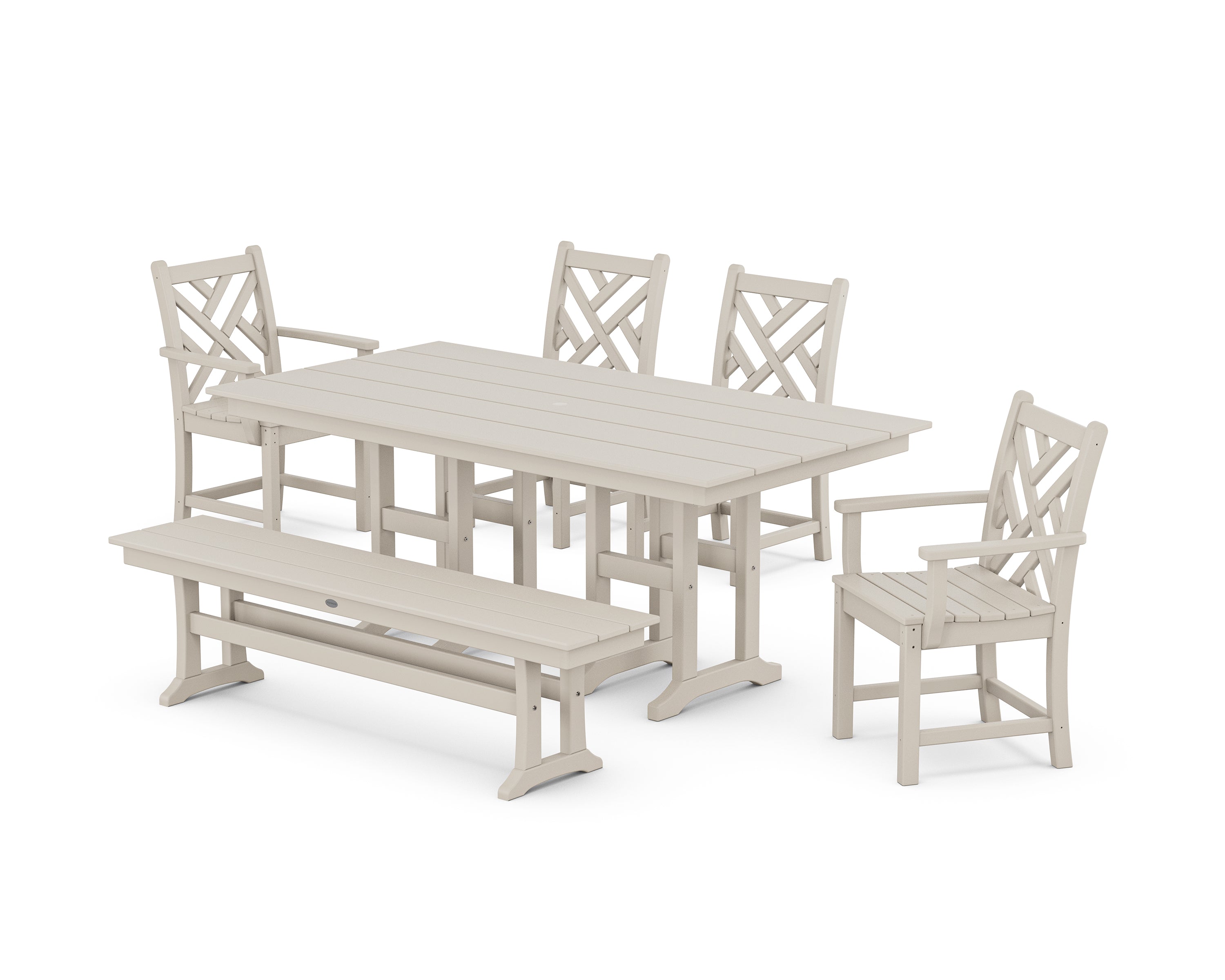 POLYWOOD® Chippendale 6-Piece Farmhouse Dining Set in Sand