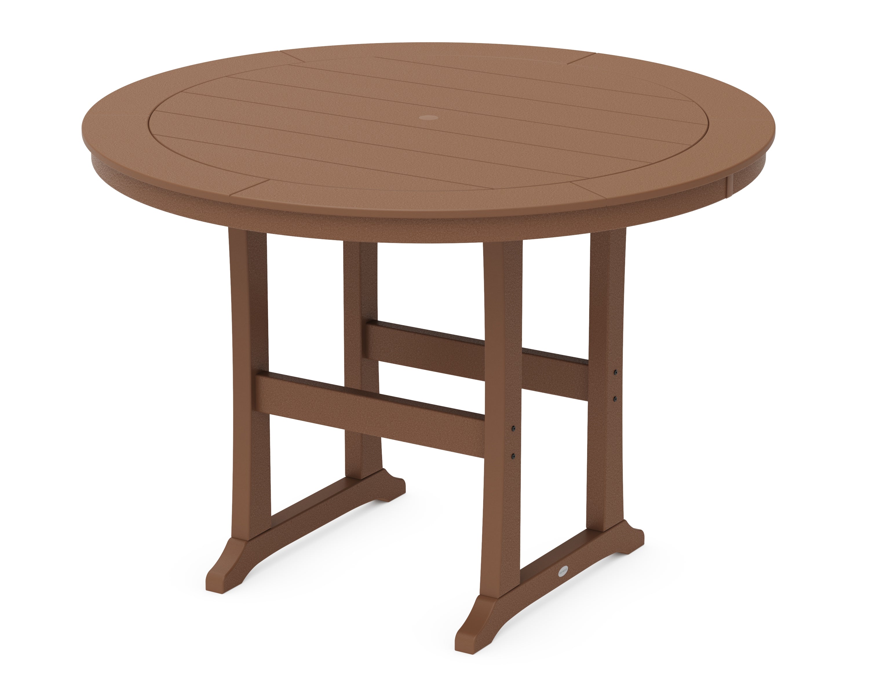 POLYWOOD® Nautical Trestle 60" Round Bar Table in Teak