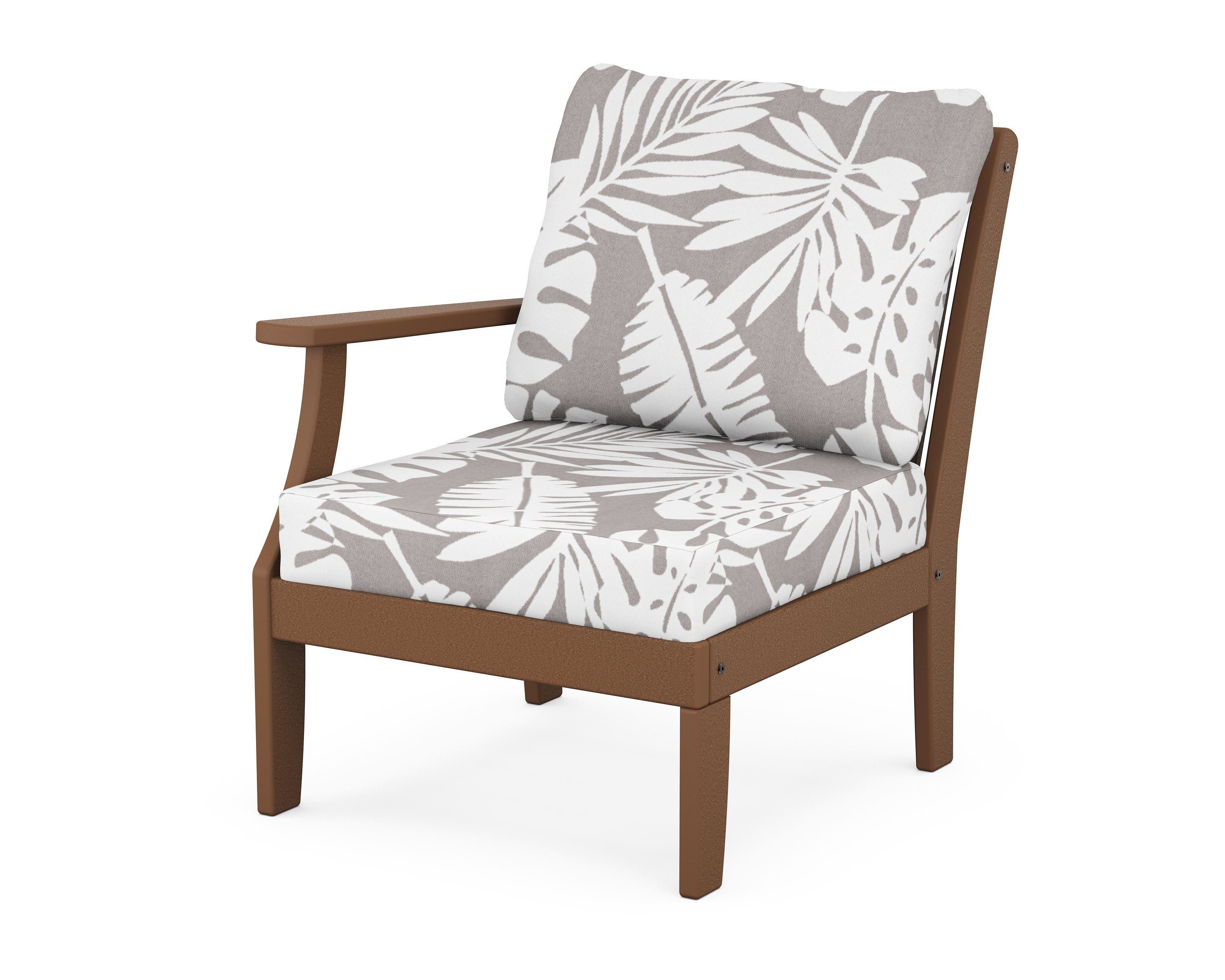 POLYWOOD® Braxton Modular Left Arm Chair in Teak / Leaf Grey Mist