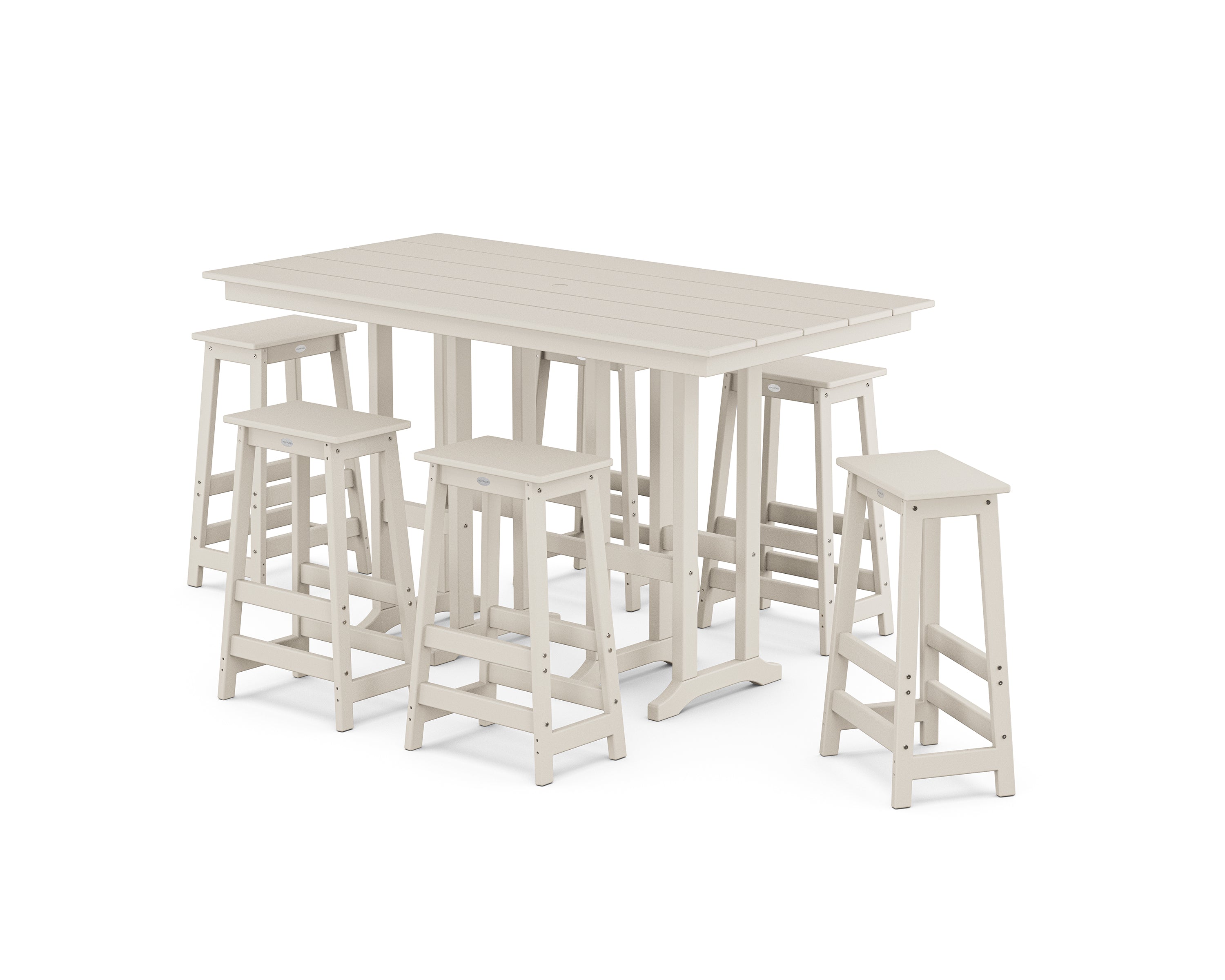 POLYWOOD® Modern Studio Bar Stool 7-Piece Set in Sand