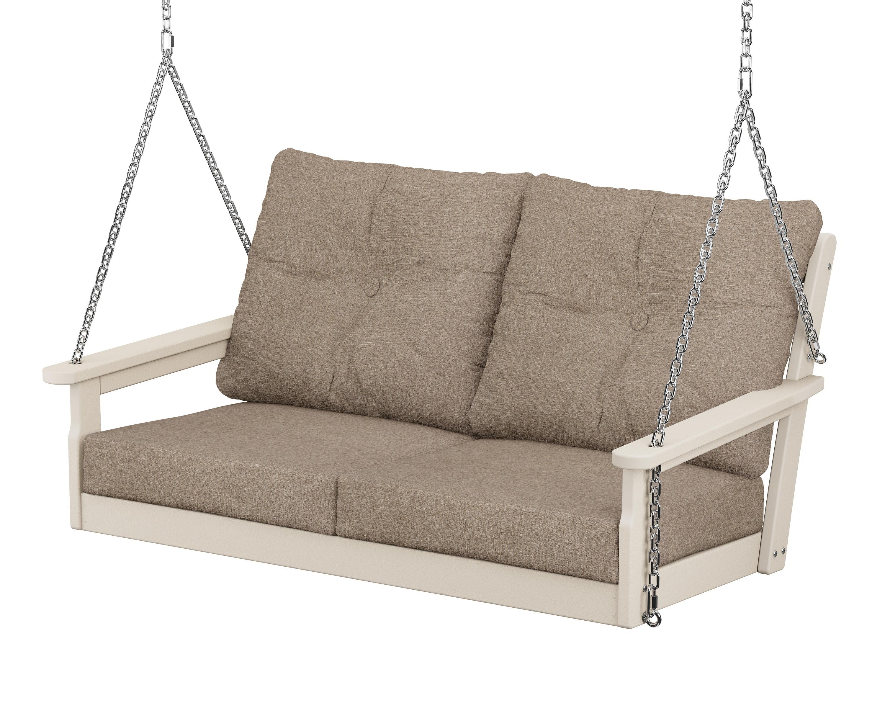 POLYWOOD® Vineyard Deep Seating Swing in Sand / Spiced Burlap