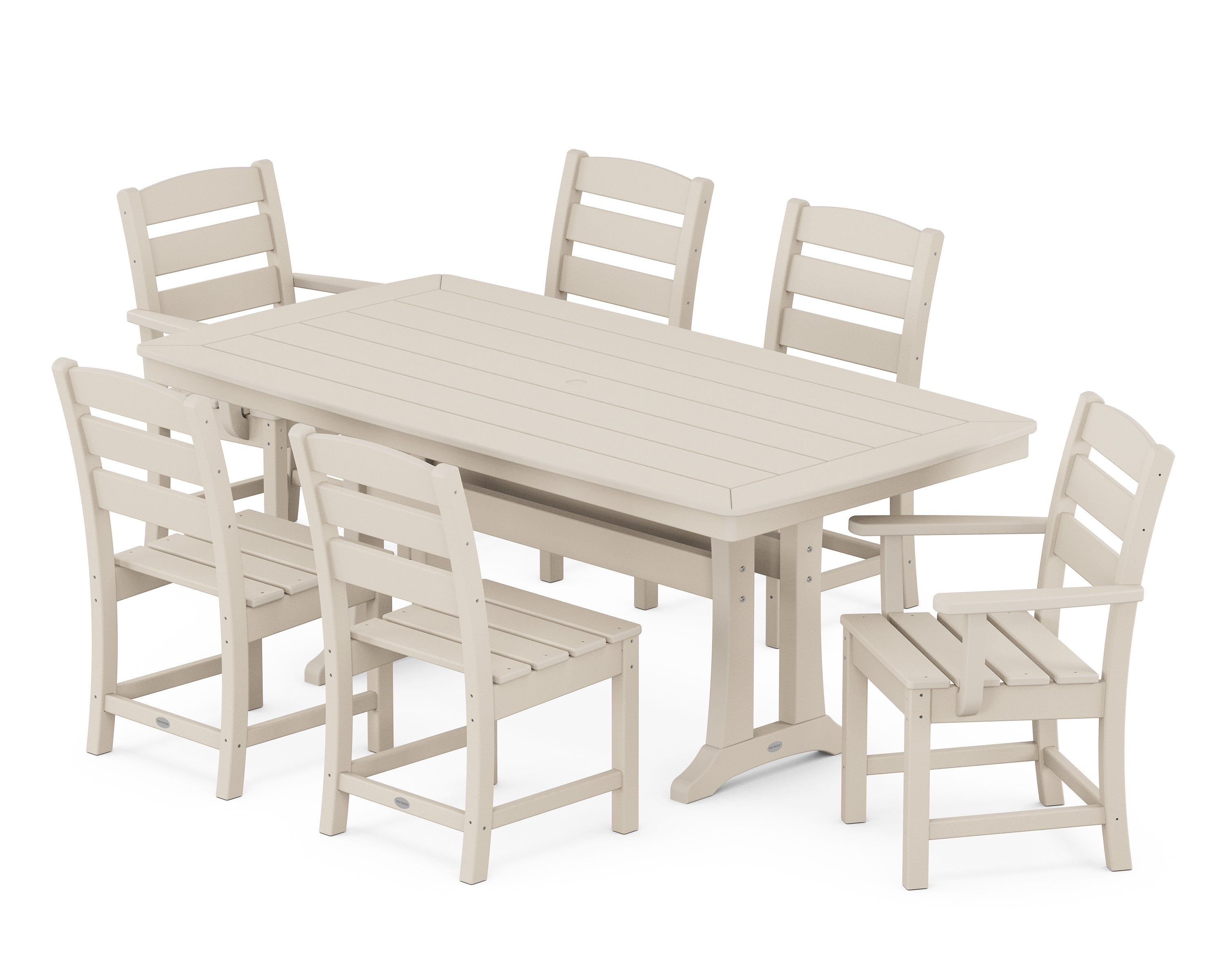 POLYWOOD® Lakeside 7-Piece Dining Set with Trestle Legs in Sand