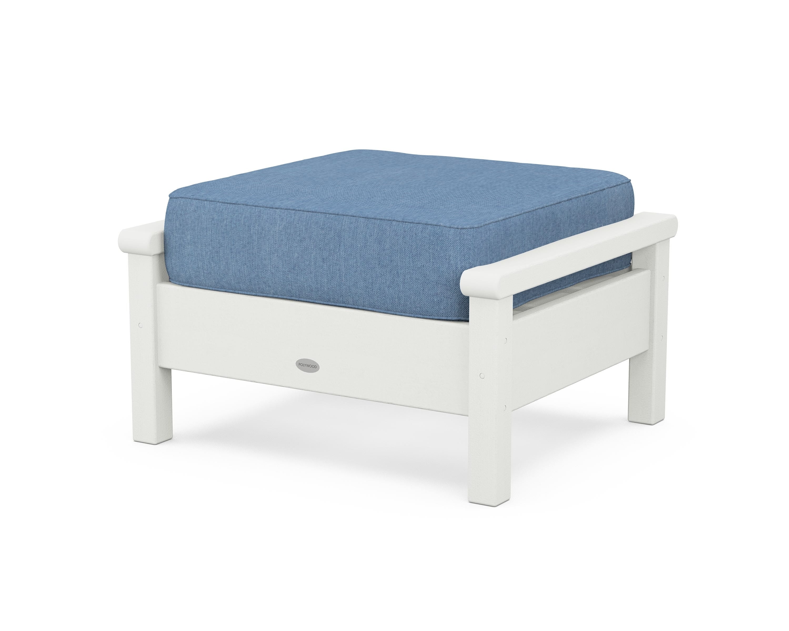 POLYWOOD® Harbour Deep Seating Ottoman in Vintage White / Sky Blue