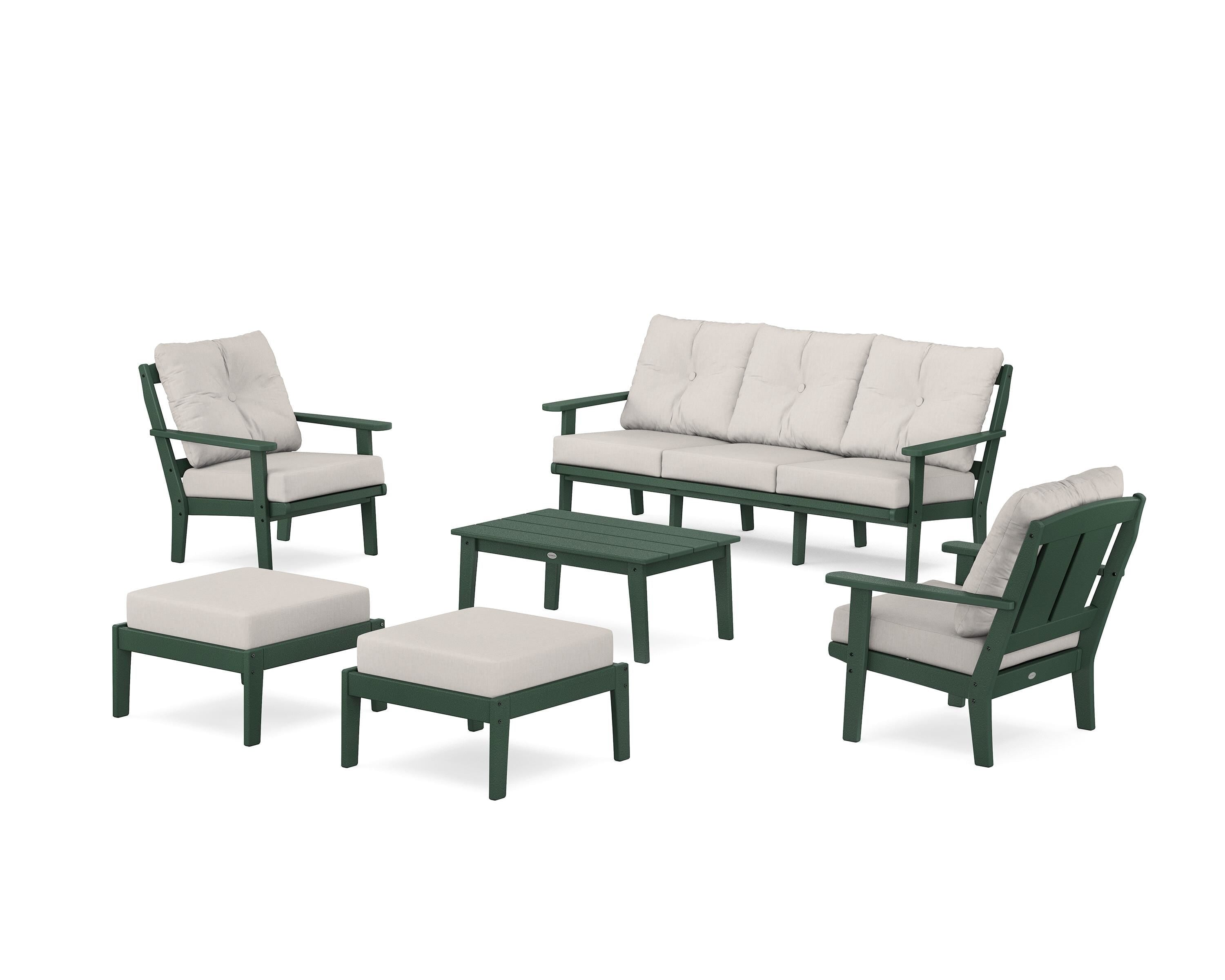 POLYWOOD® Mission 6-Piece Lounge Sofa Set in Green / Cast Ash