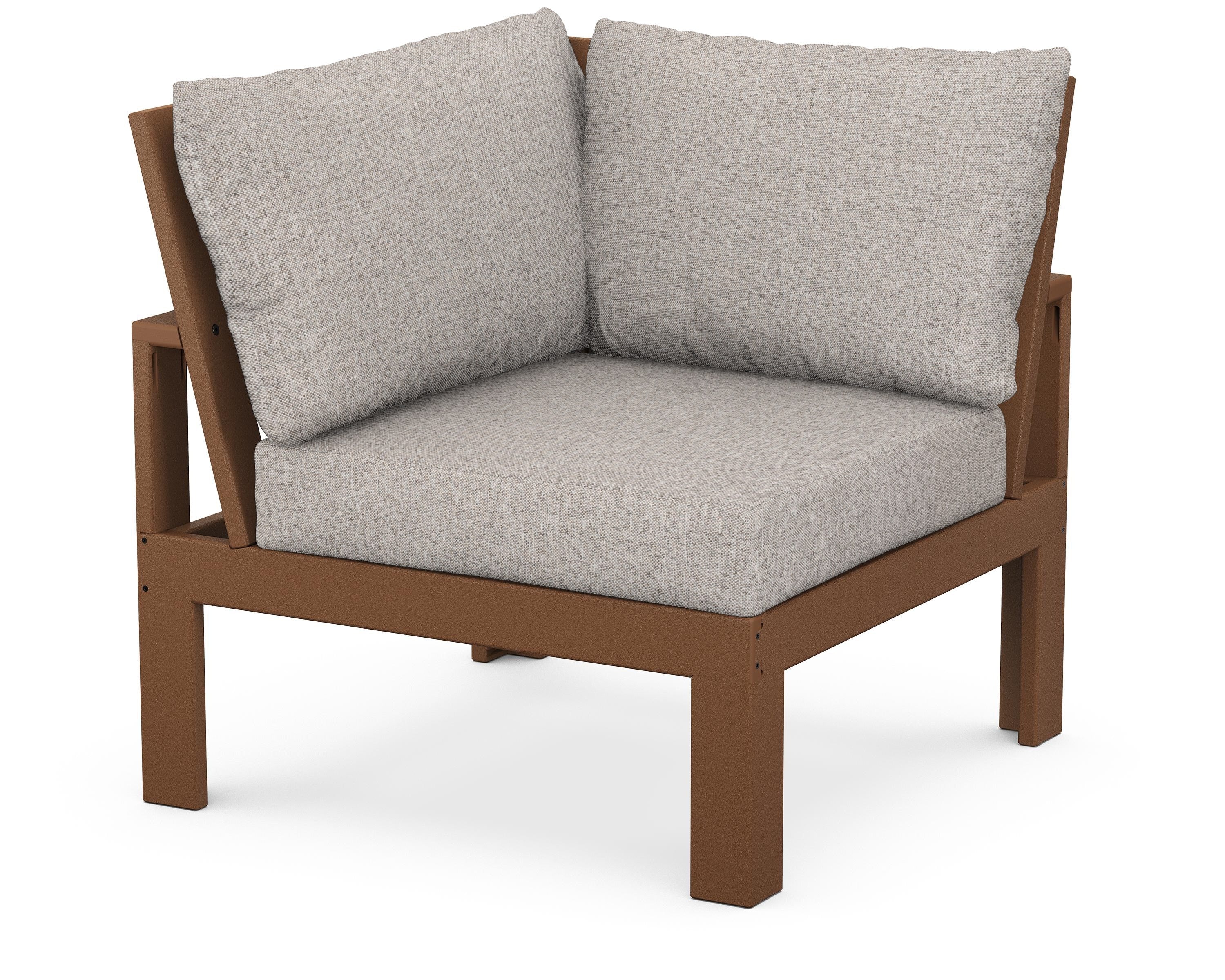 Unbranded Modular Corner Chair in Teak / Weathered Tweed