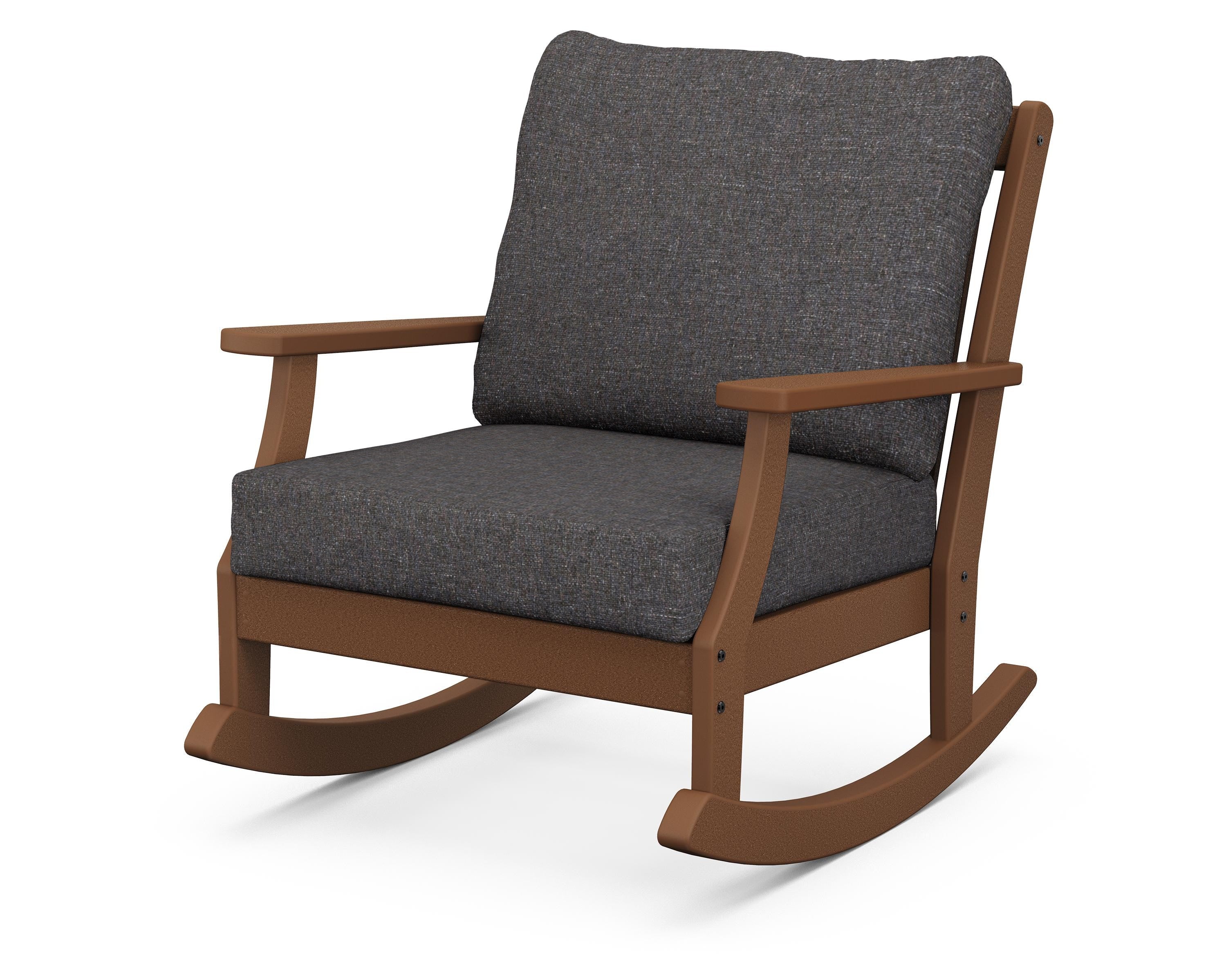 POLYWOOD® Braxton Deep Seating Rocking Chair in Teak / Ash Charcoal