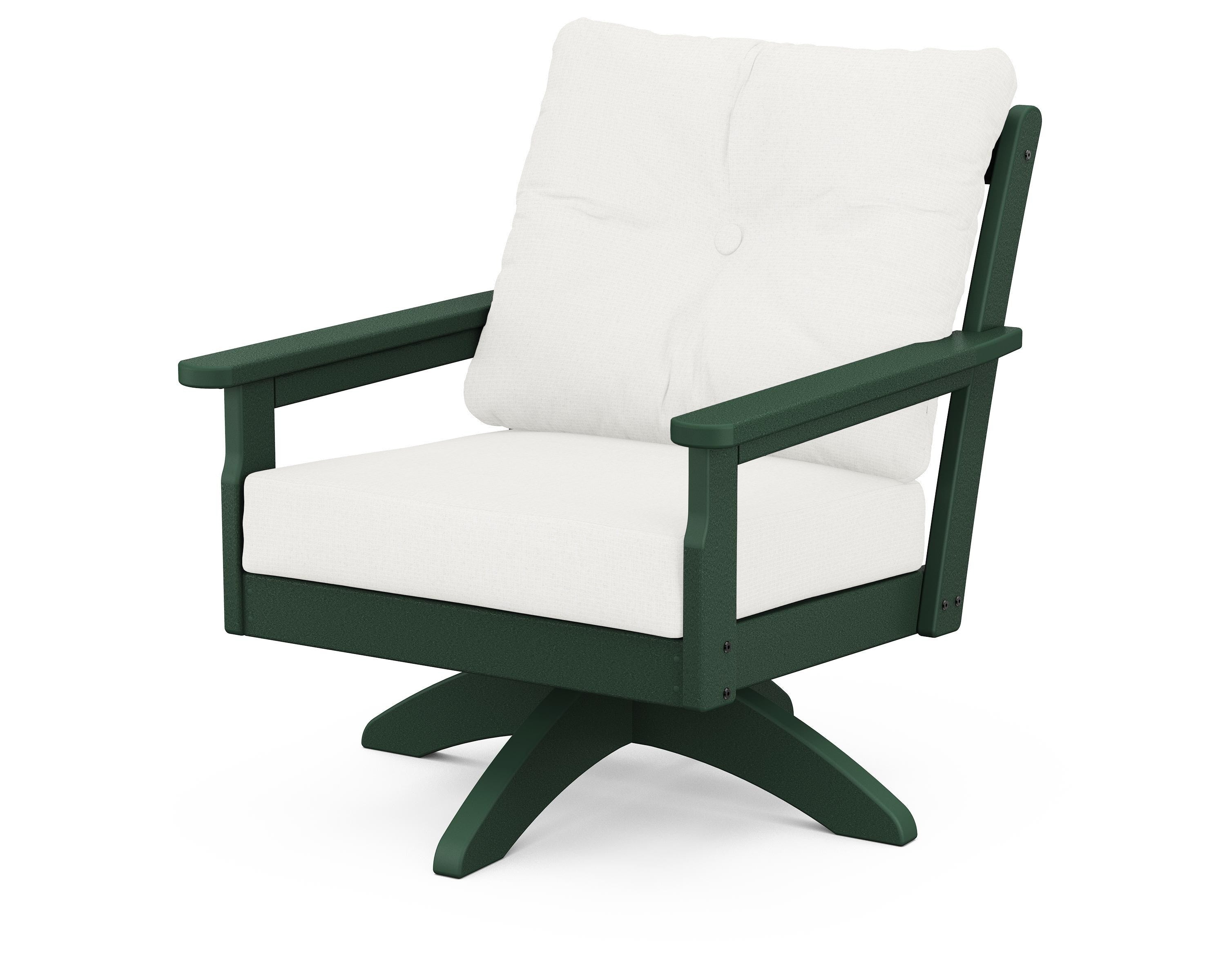POLYWOOD® Vineyard Deep Seating Swivel Chair in Green / Natural Linen
