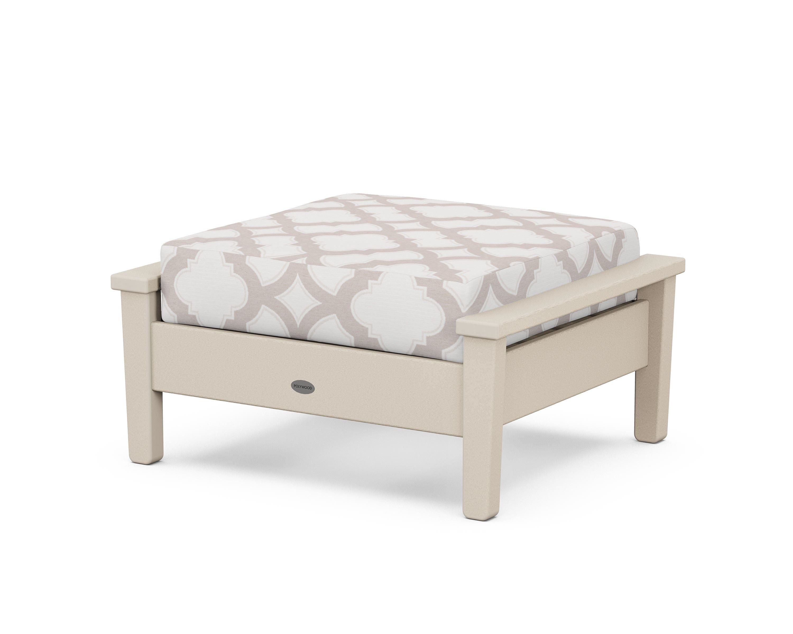 POLYWOOD® Prescott Deep Seating Ottoman in Sand / Trellis Dune Burlap