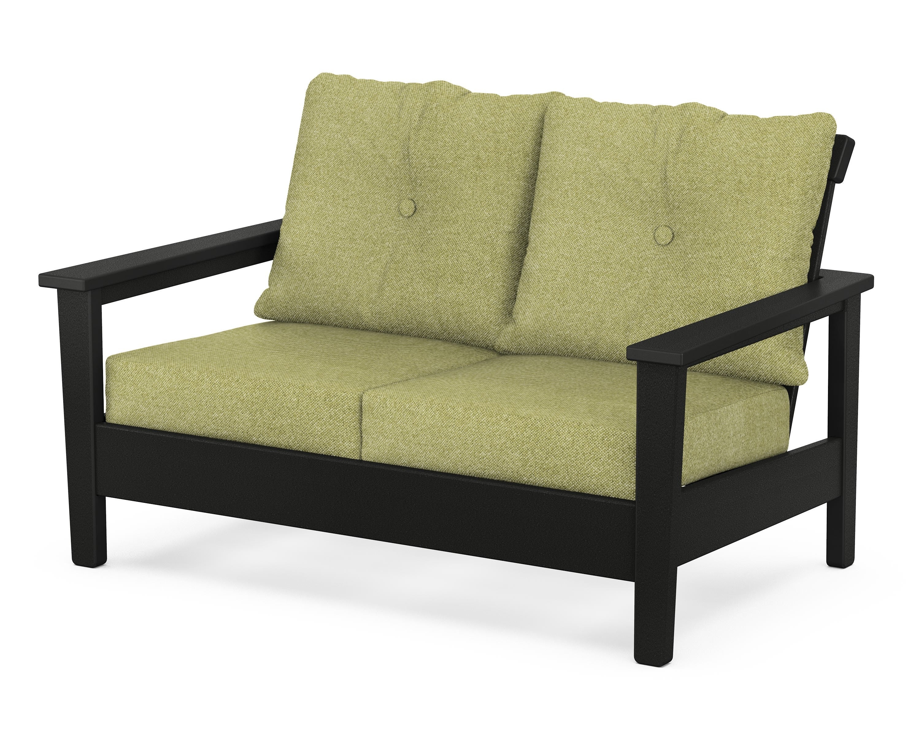 POLYWOOD® Prescott Deep Seating Loveseat in Black / Chartreuse Boucle