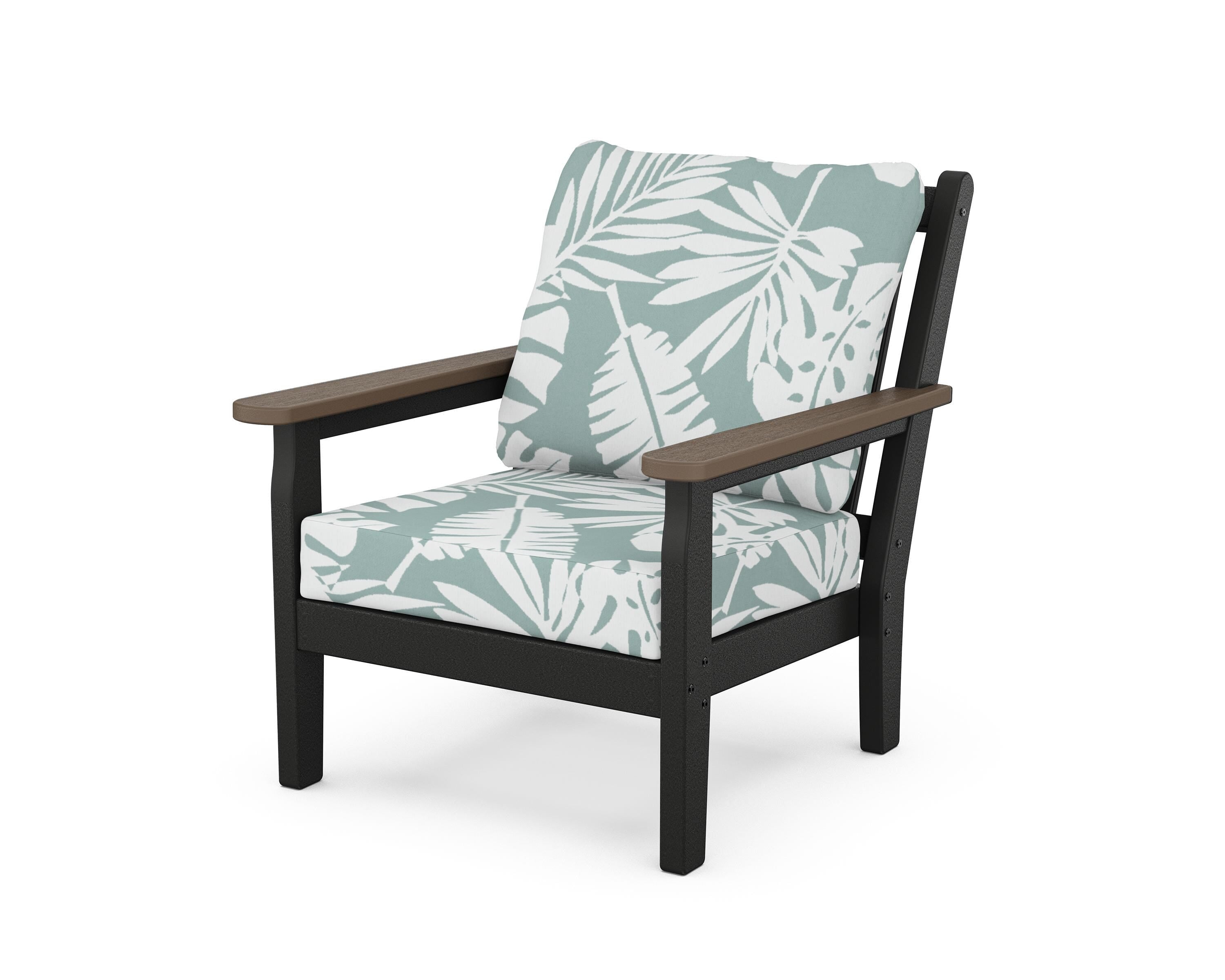 POLYWOOD® Chippendale Deep Seating Chair in Black / Kona / Leaf Glacier Spa