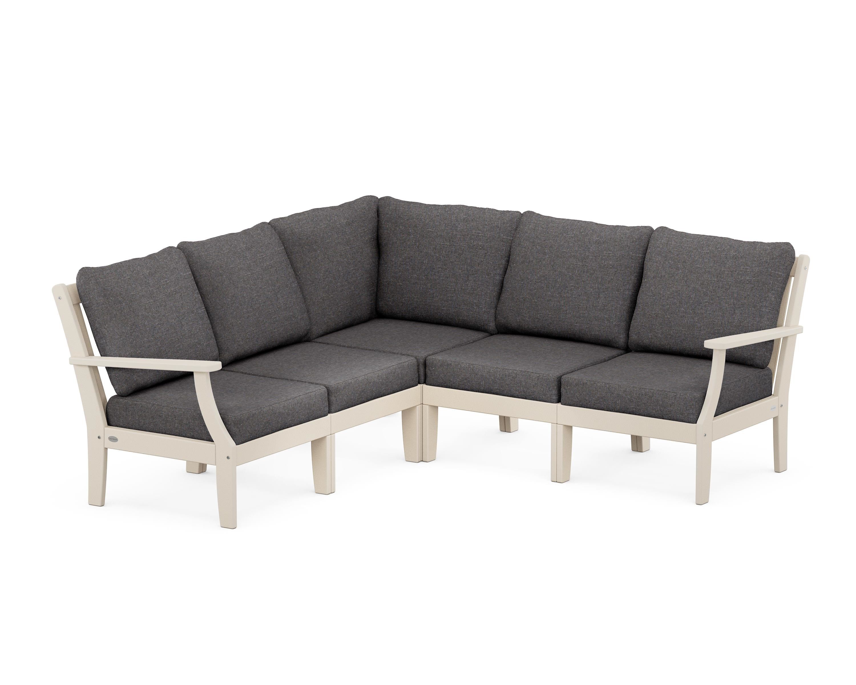 POLYWOOD® Braxton Modular 5-Piece Deep Seating Set in Sand / Ash Charcoal