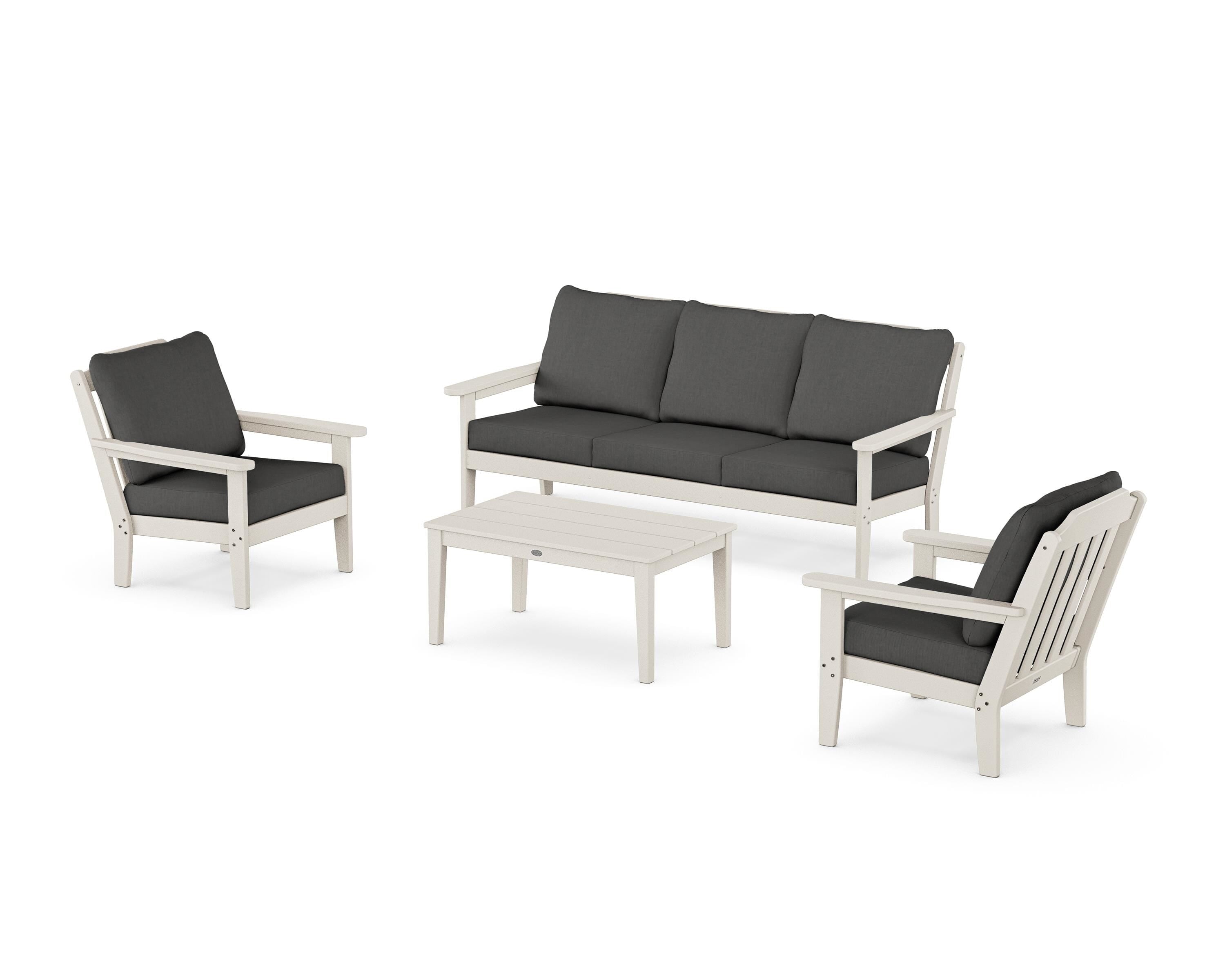Country Living Cottage 4-Piece Deep Seating Set with Sofa in Sand / Spectrum Carbon