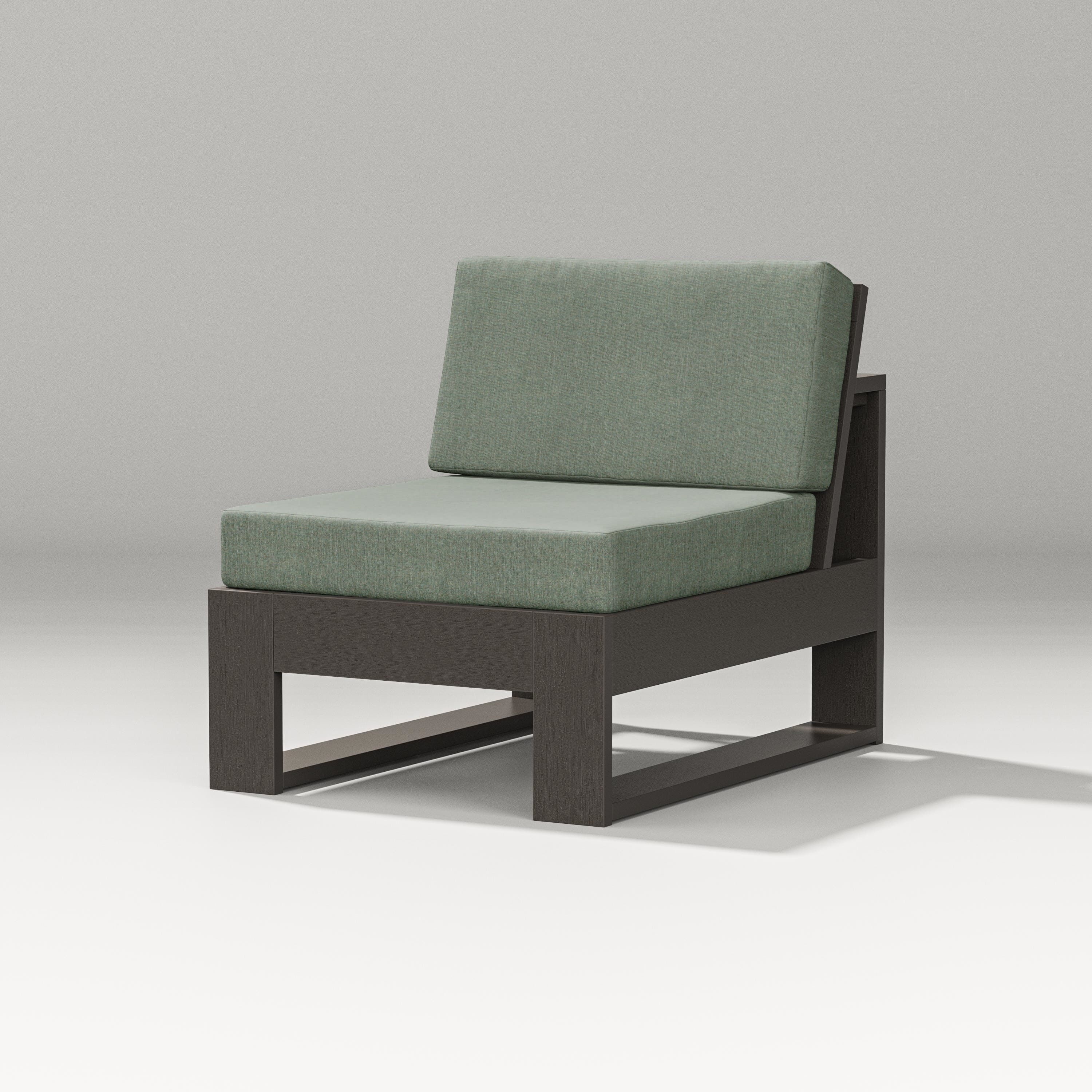 PW Designer Series Latitude Modular Armless Chair in Vintage Coffee / Cast Sage