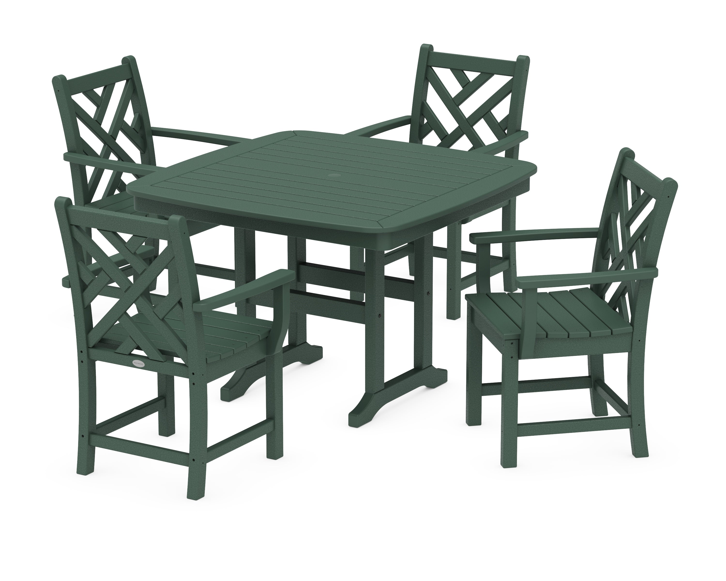 POLYWOOD® Chippendale 5-Piece Dining Set with Trestle Legs in Green