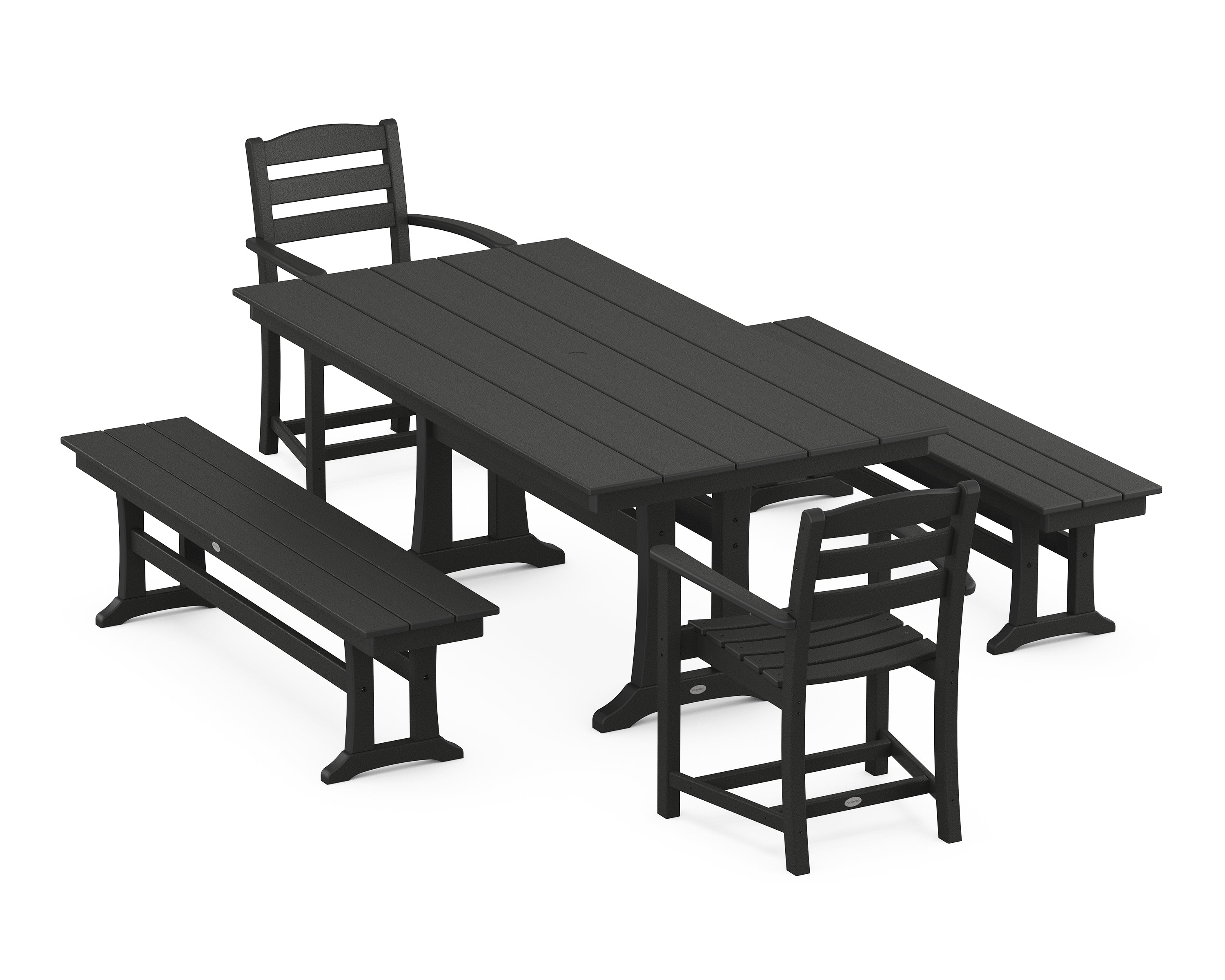POLYWOOD® La Casa Cafe 5-Piece Farmhouse Dining Set With Trestle Legs in Black