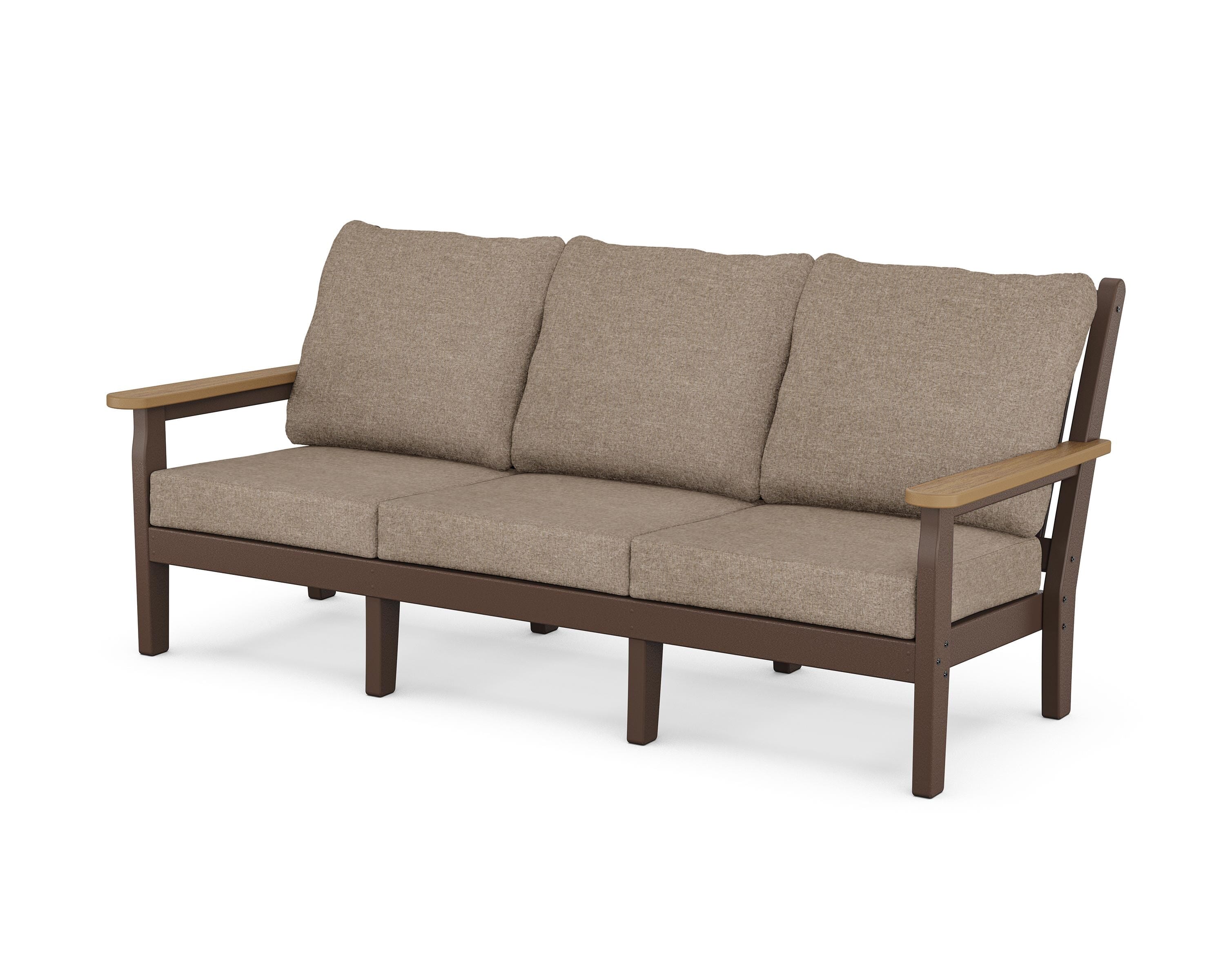 POLYWOOD® Chippendale Deep Seating Sofa in Mahogany / Natural / Spiced Burlap
